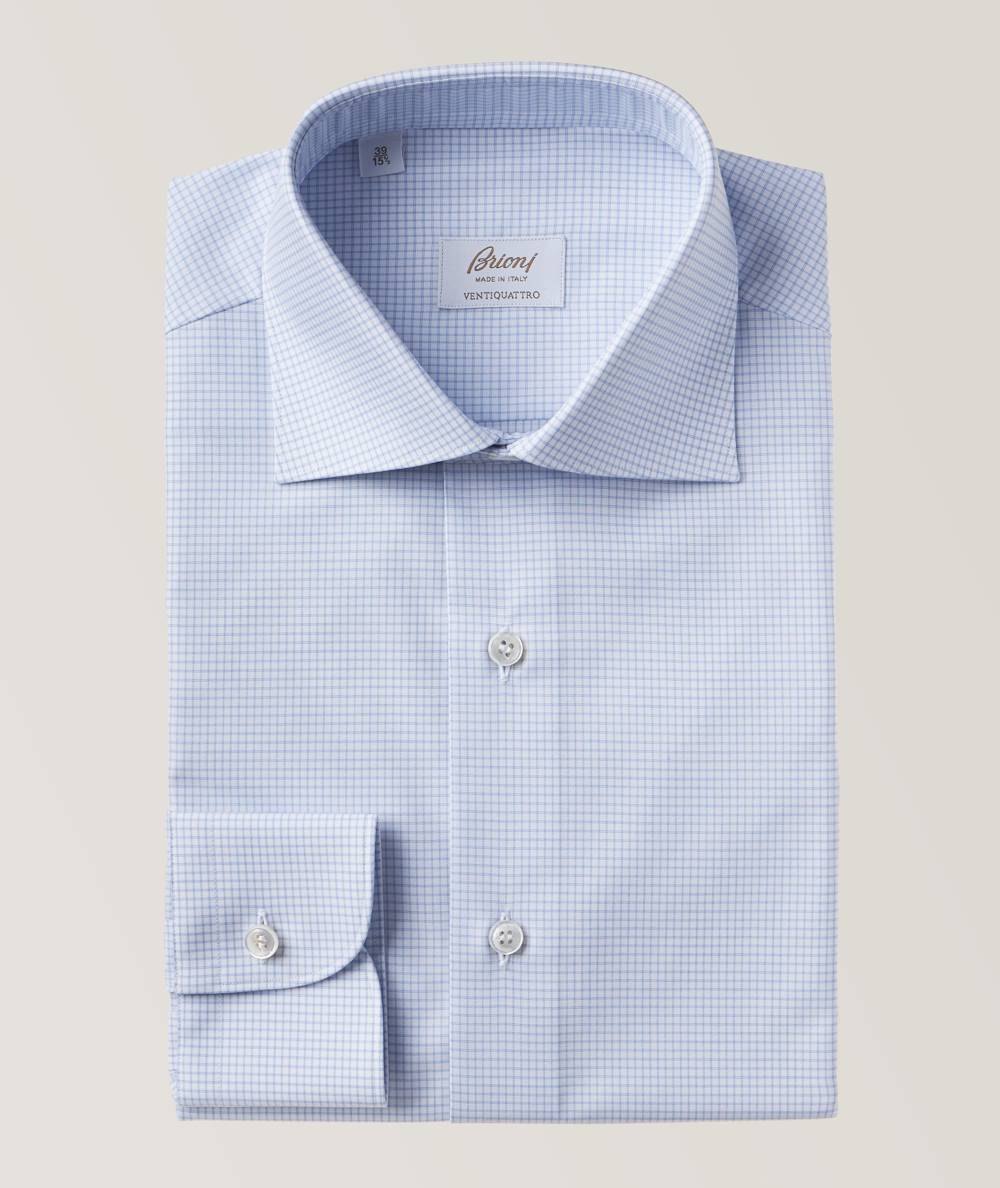 Chemise habillée en coton à petit motif quadrillé image 0