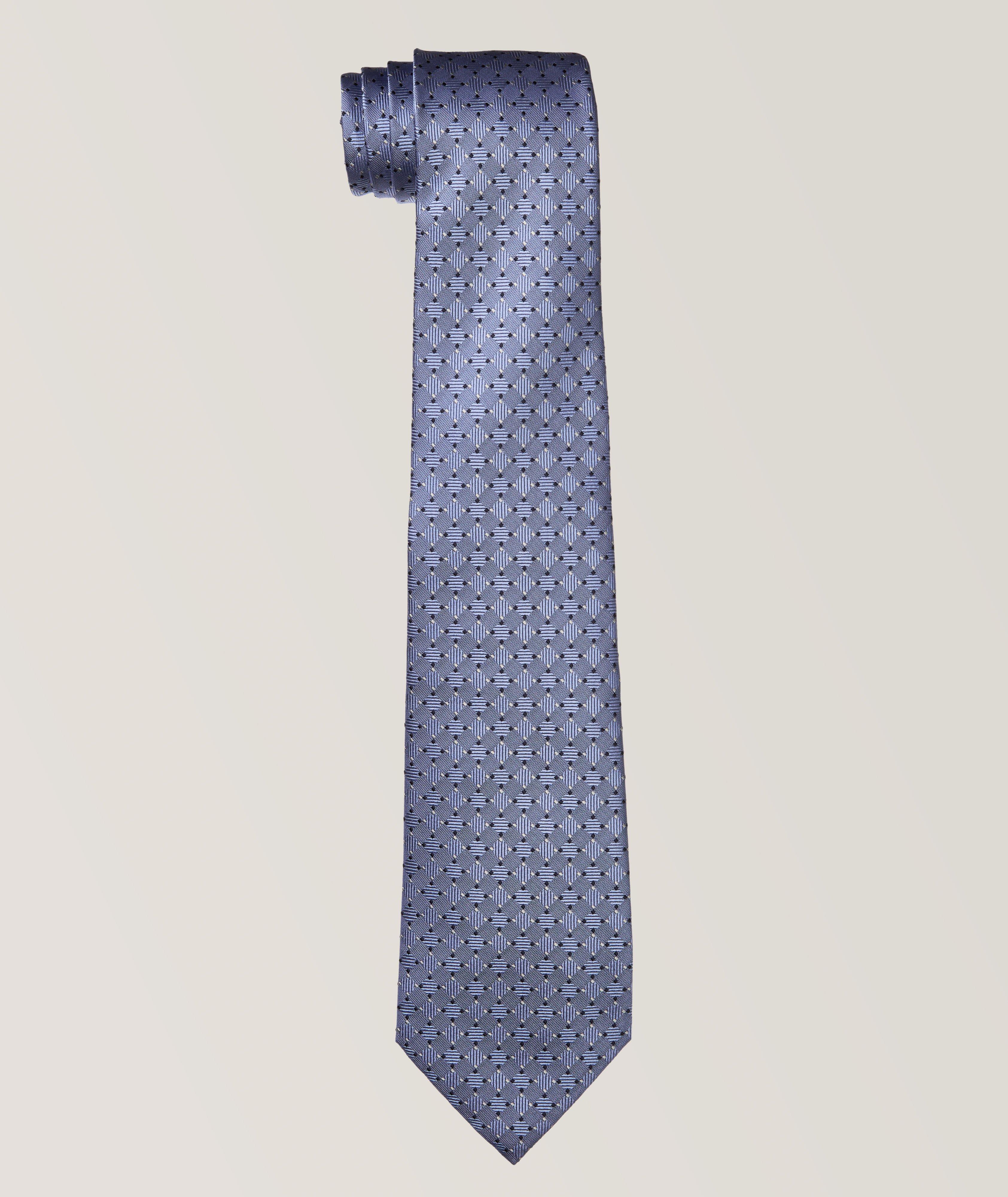 Cravate en soie à motif losangé image 0