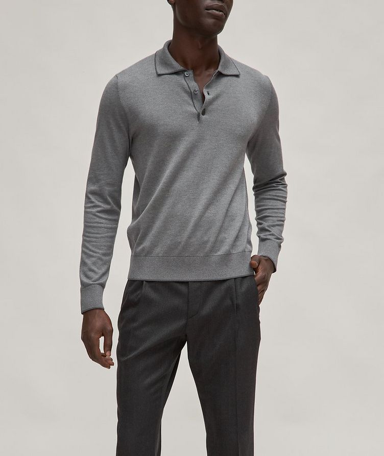 Long-Sleeve Cotton-Cashmere Polo image 1