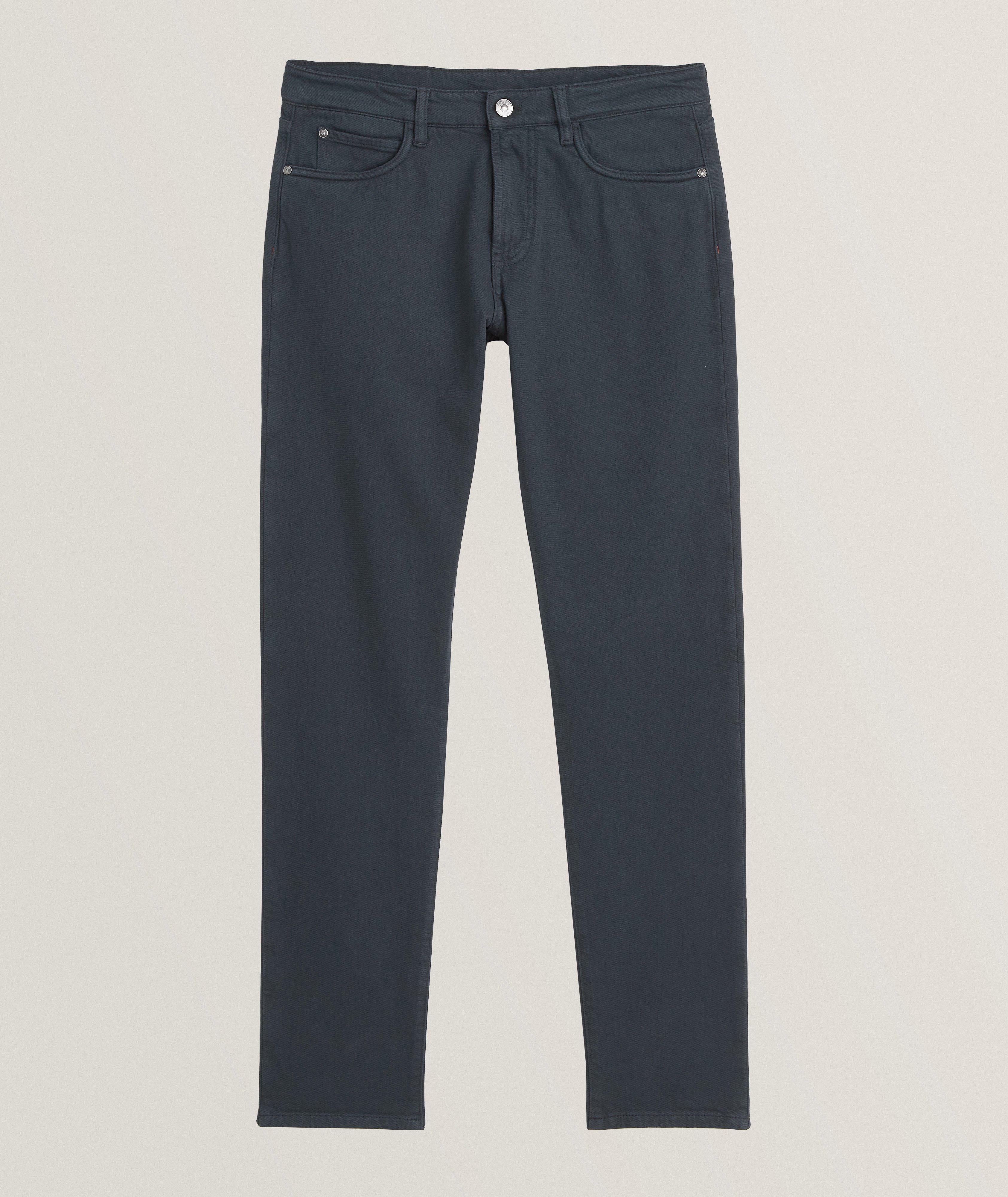 Five-pocket, regular-fit, stretch-cotton denim trousers