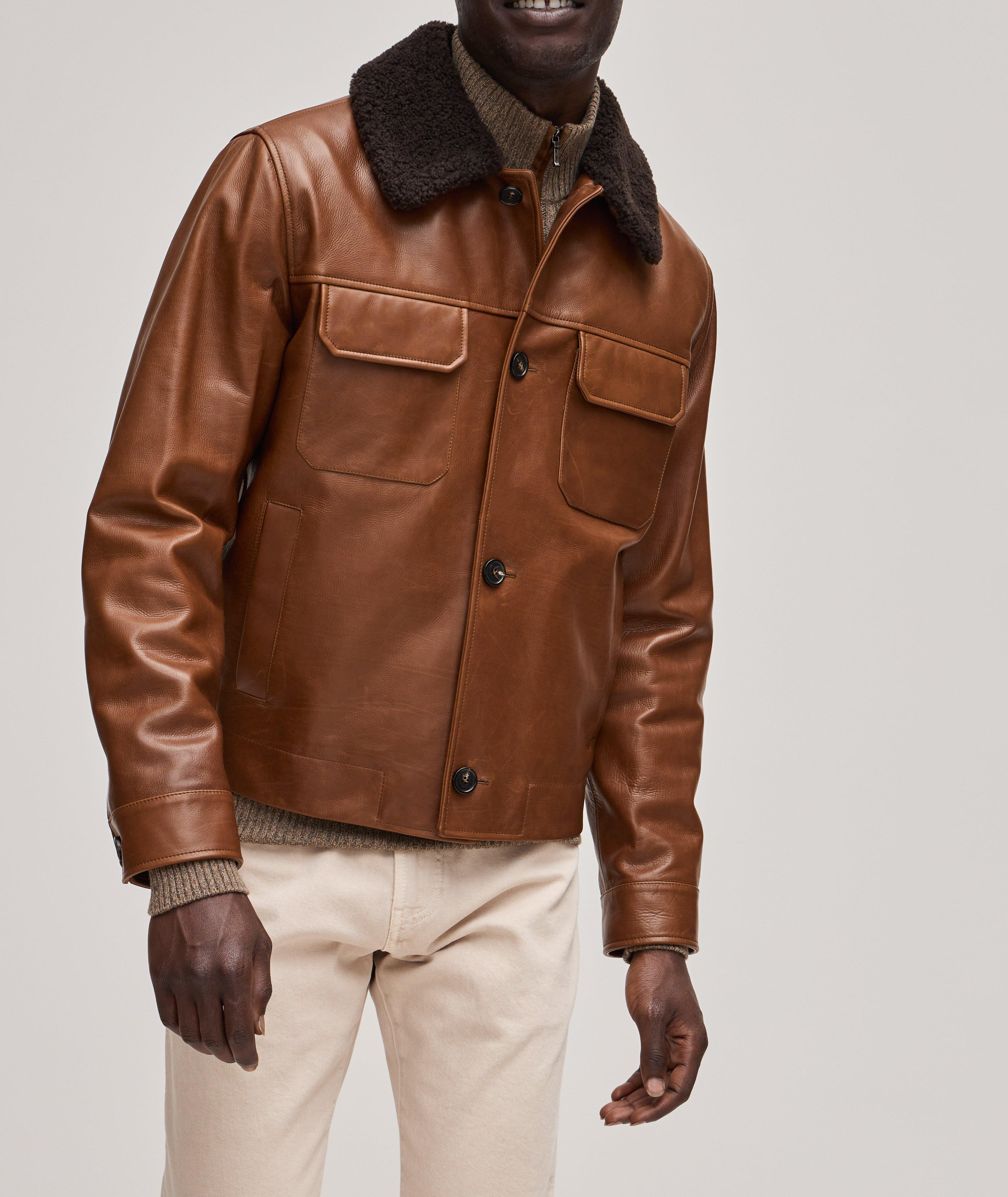 Shearling collar jacket on sale mens