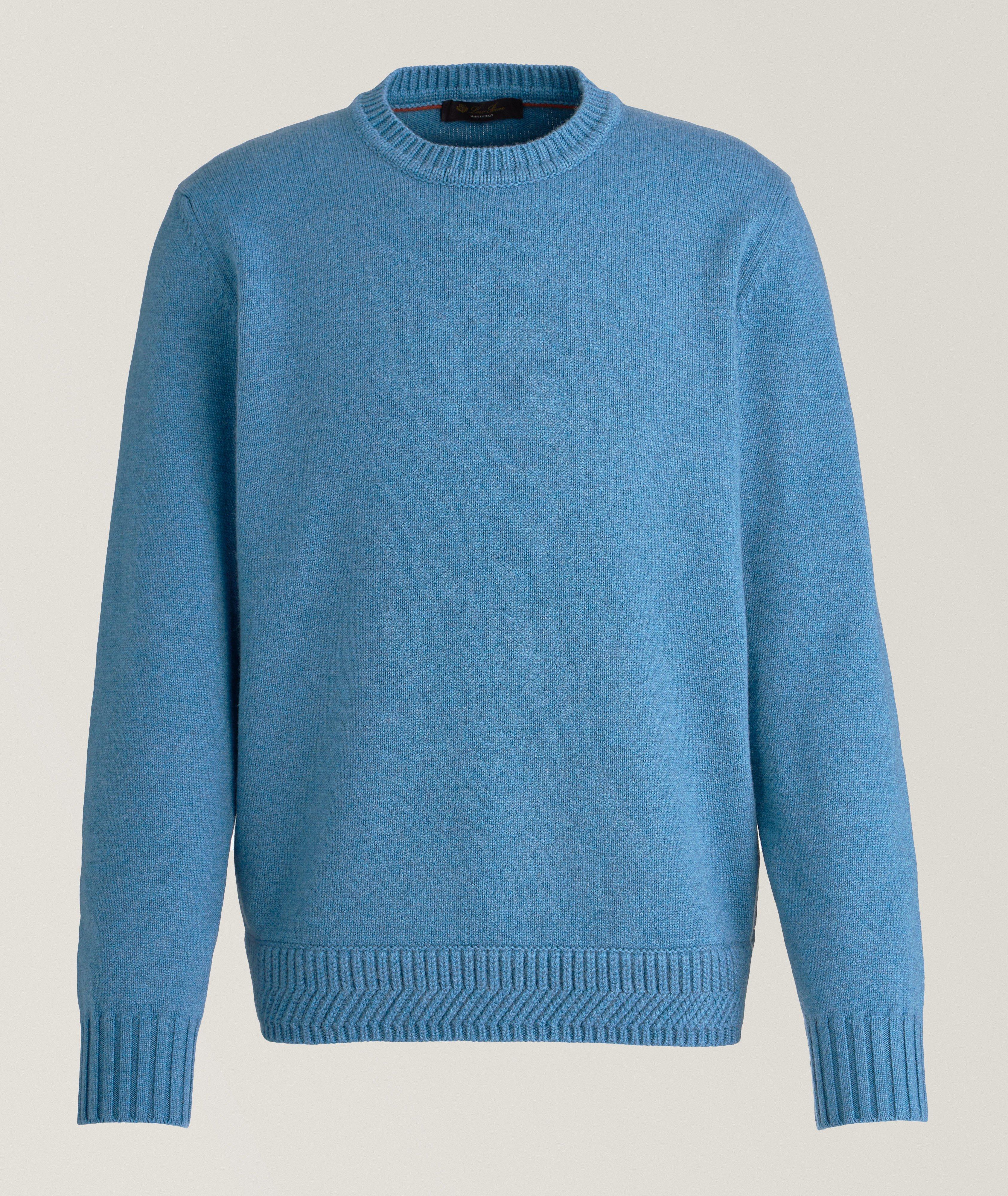 Loro Piana Cashmere and Silk-Blend Knitted Sweater in Light Grey