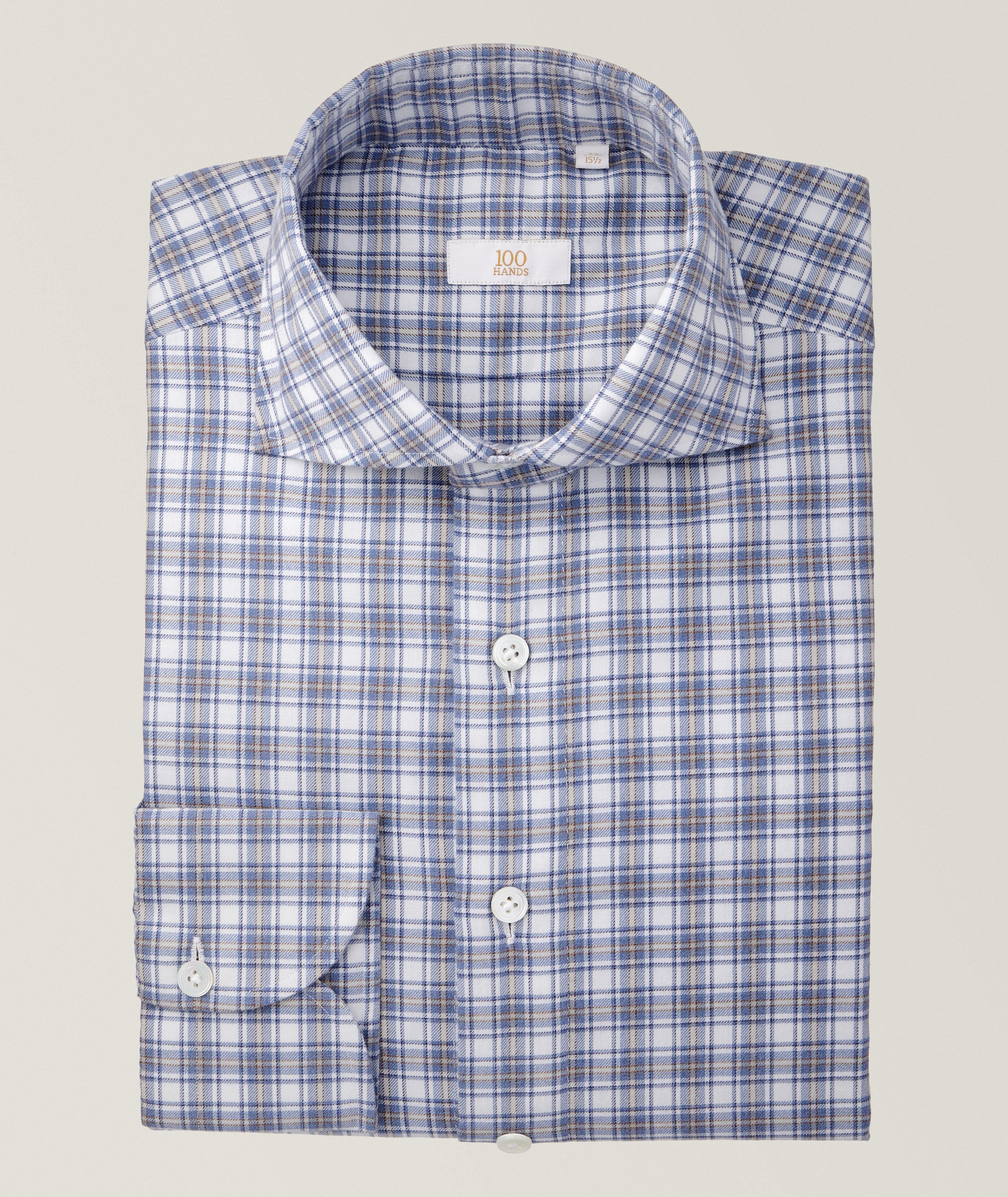 Gold Line Checkered Cotton-Cashmere Dress Shirt image 0