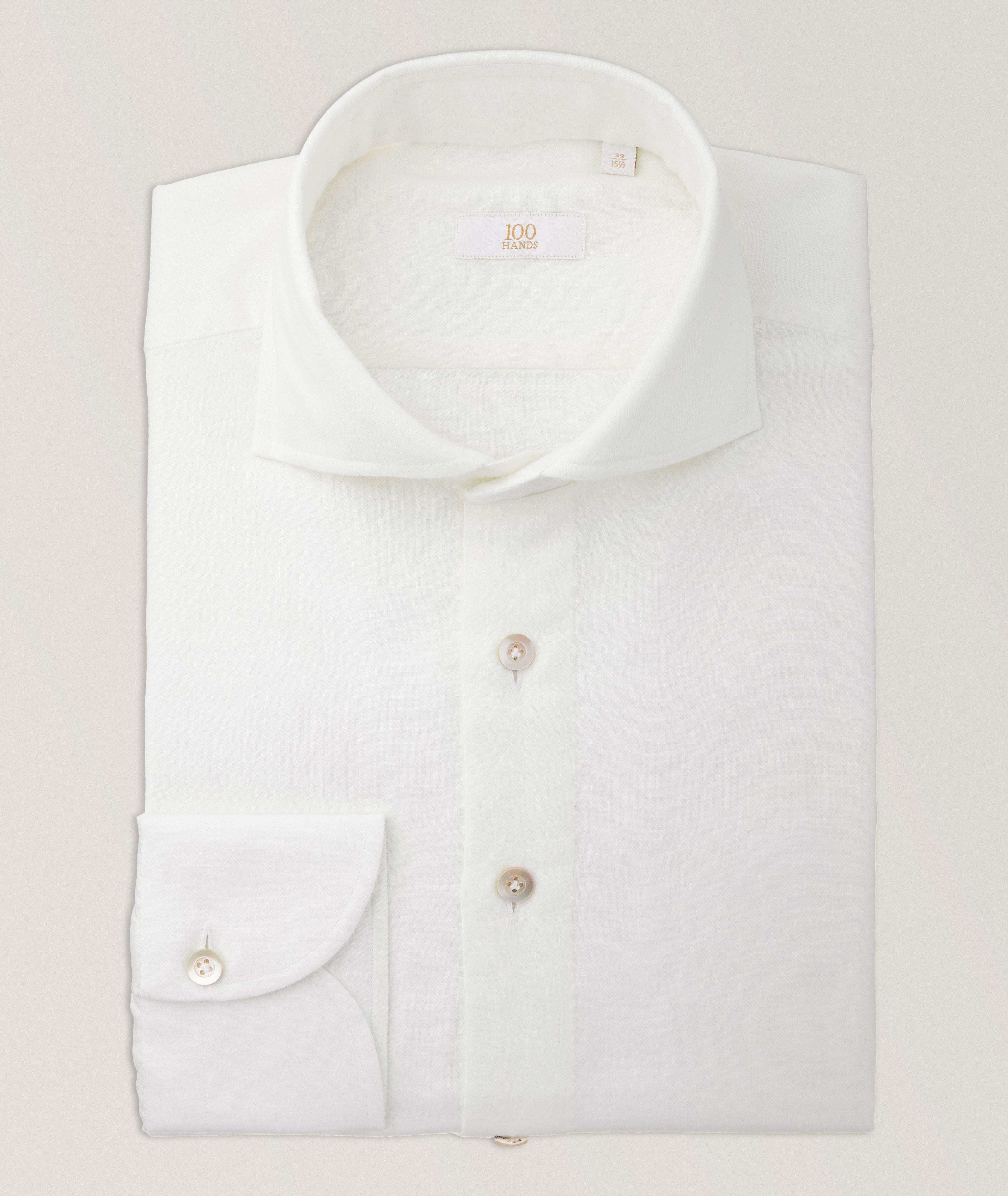 White Camp Collar Slim Fit Shirt in Pure Linen