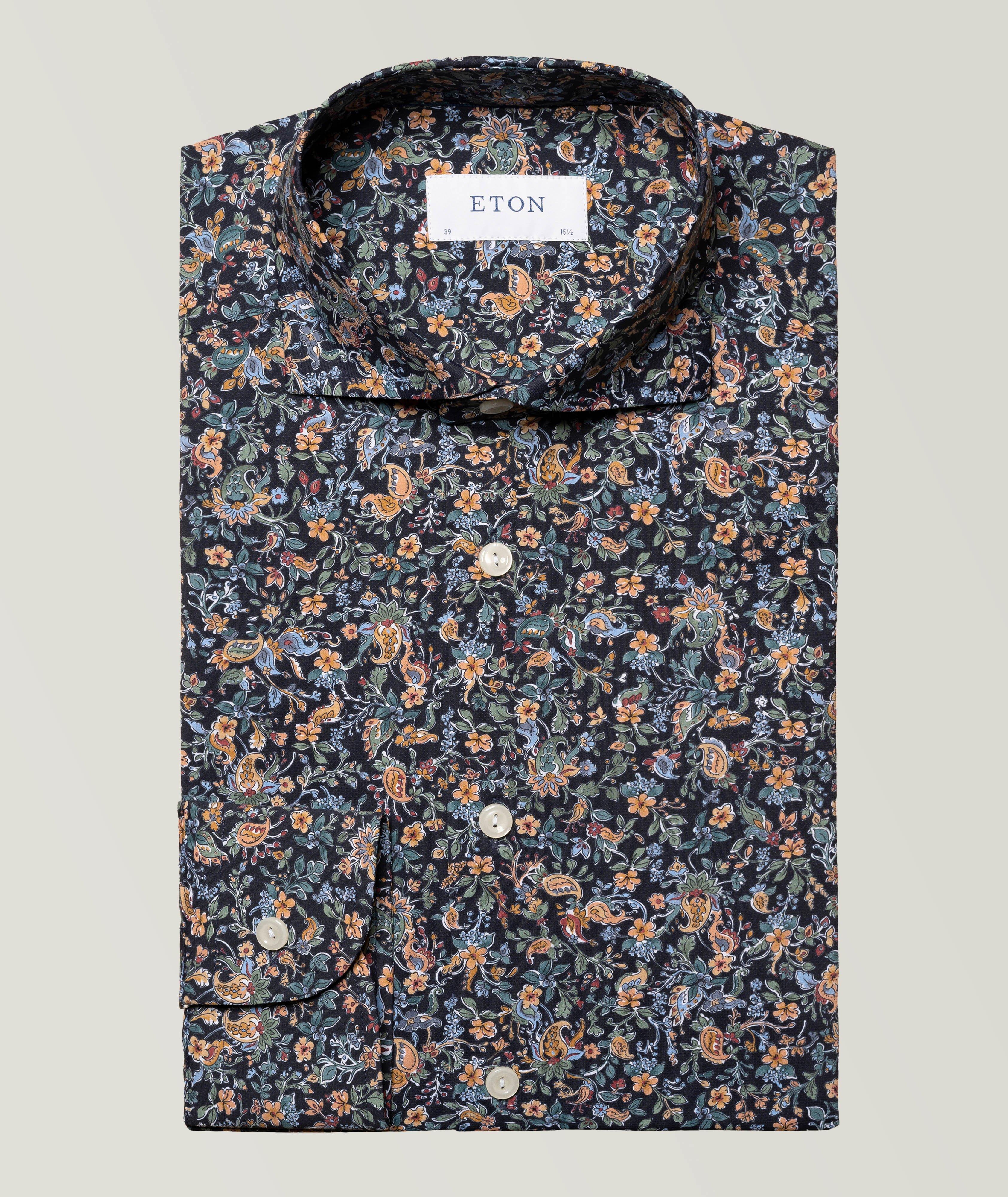 Slim Fit Floral Print Four-Way Stretch Shirt