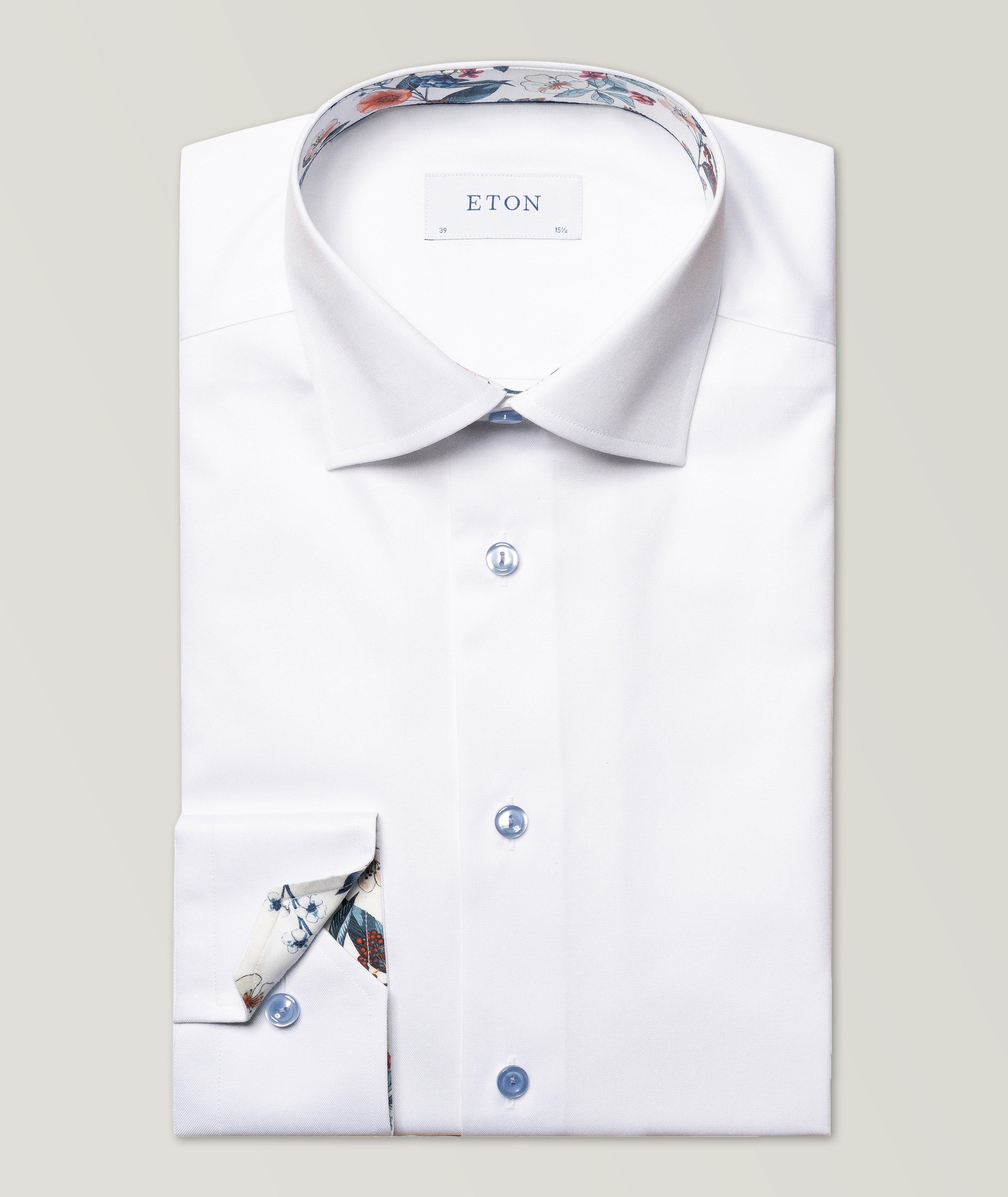 Contemporary Fit Twill Shirt with Geometric Contrast Details image 0