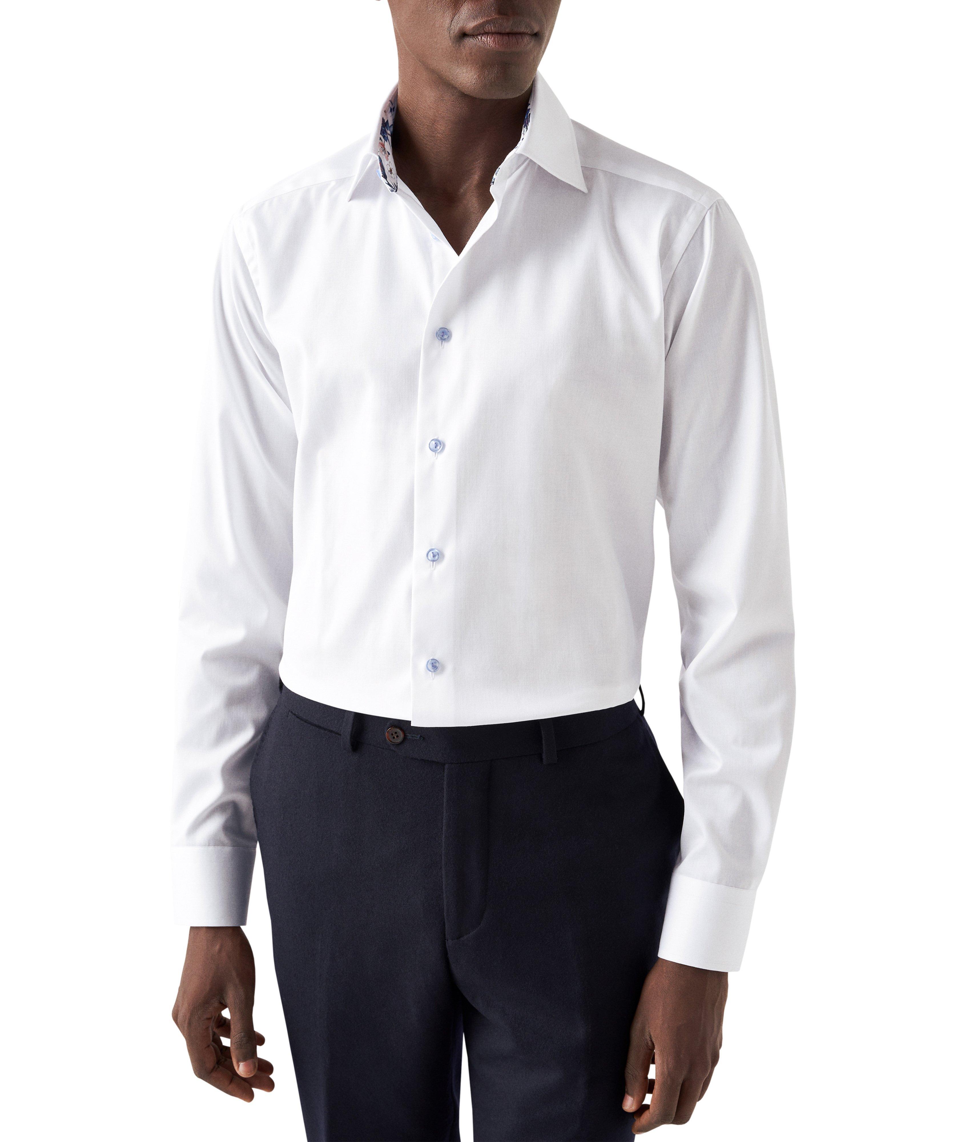 Contemporary Fit Twill Shirt with Geometric Contrast Details image 1
