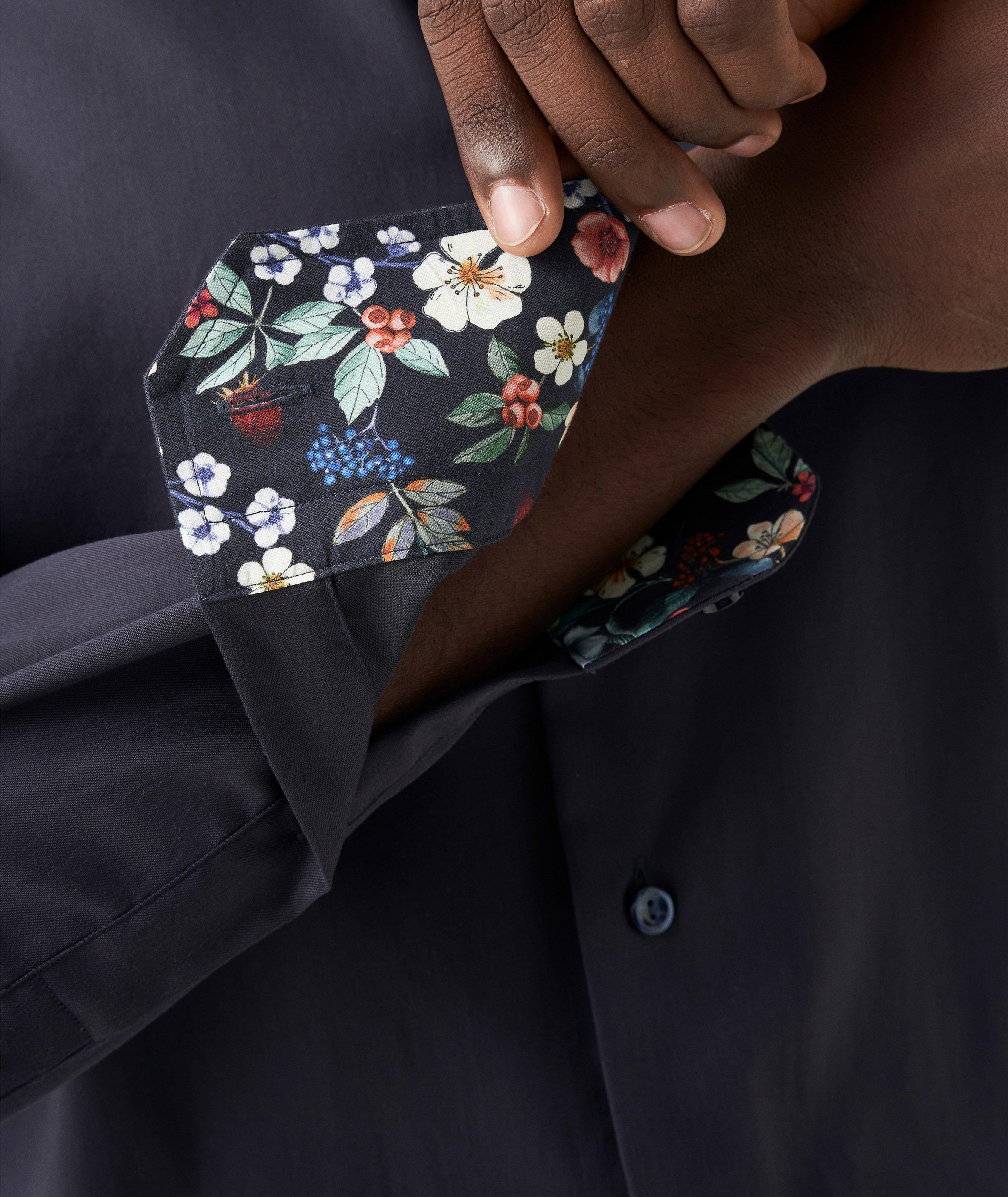 Contemporary Fit Solid Shirt with Floral Contrast Detail image 3