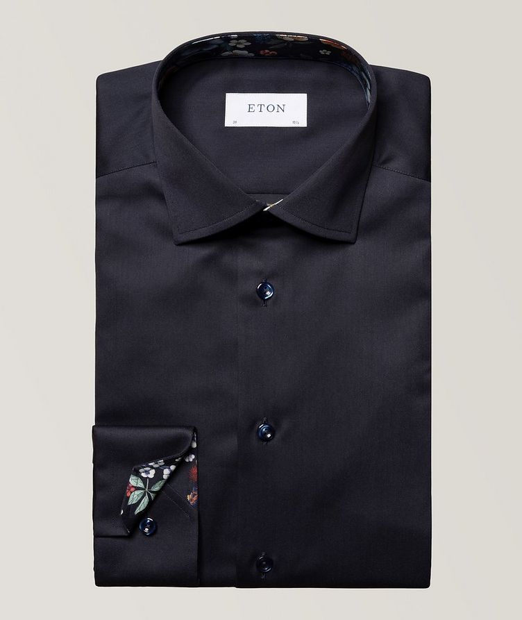 Contemporary Fit Solid Shirt with Floral Contrast Detail image 0
