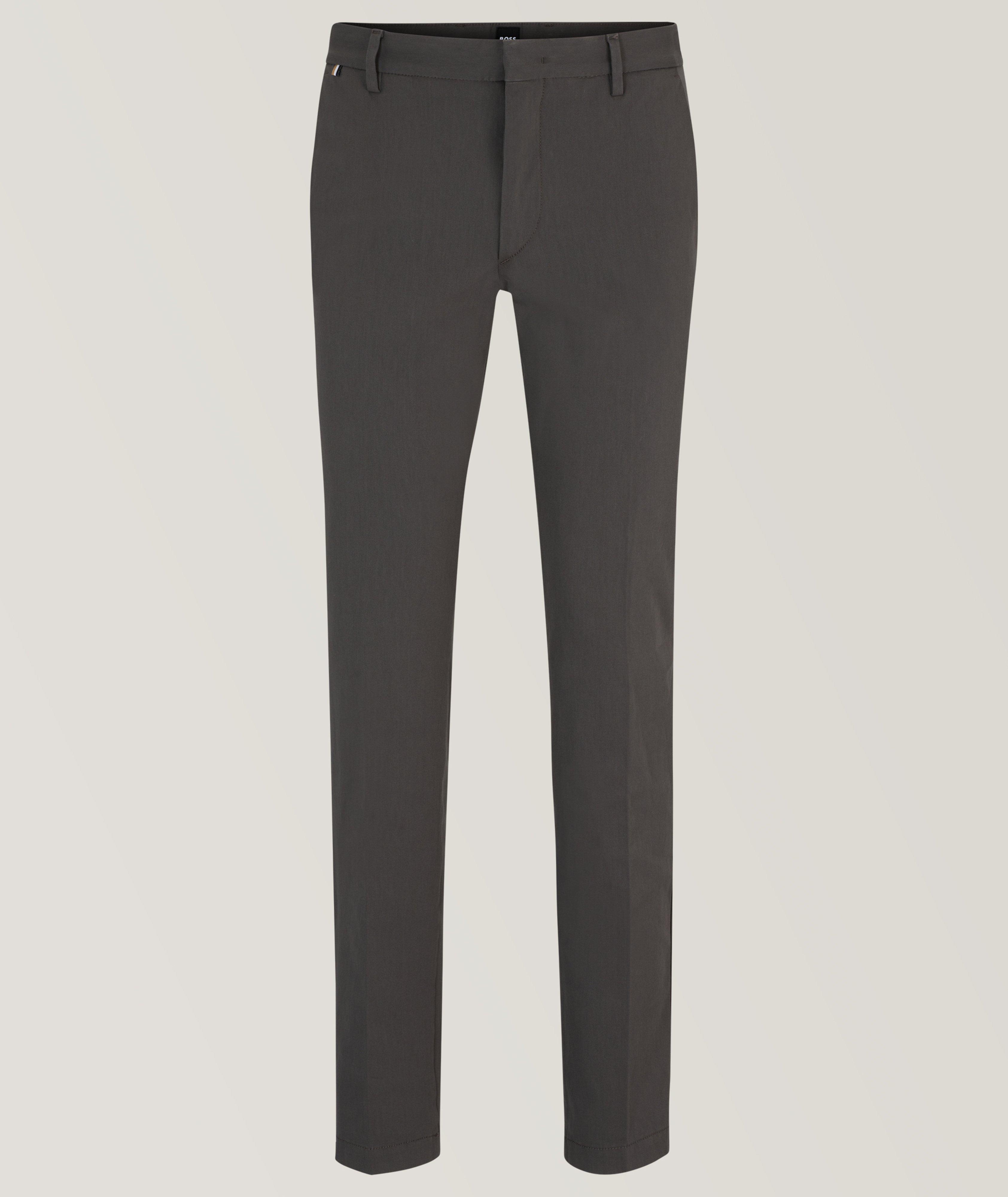 BOSS - Slim-fit trousers in cotton and silk with stretch