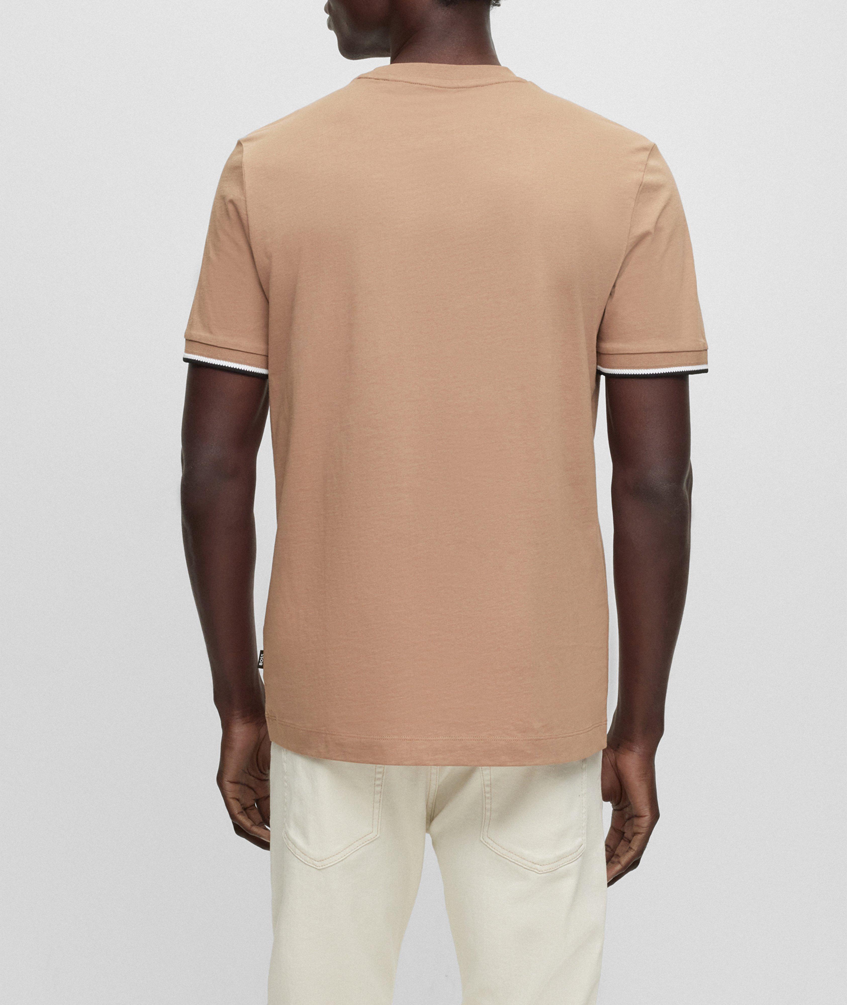 Striped Trim Jersey Cotton T-Shirt image 2
