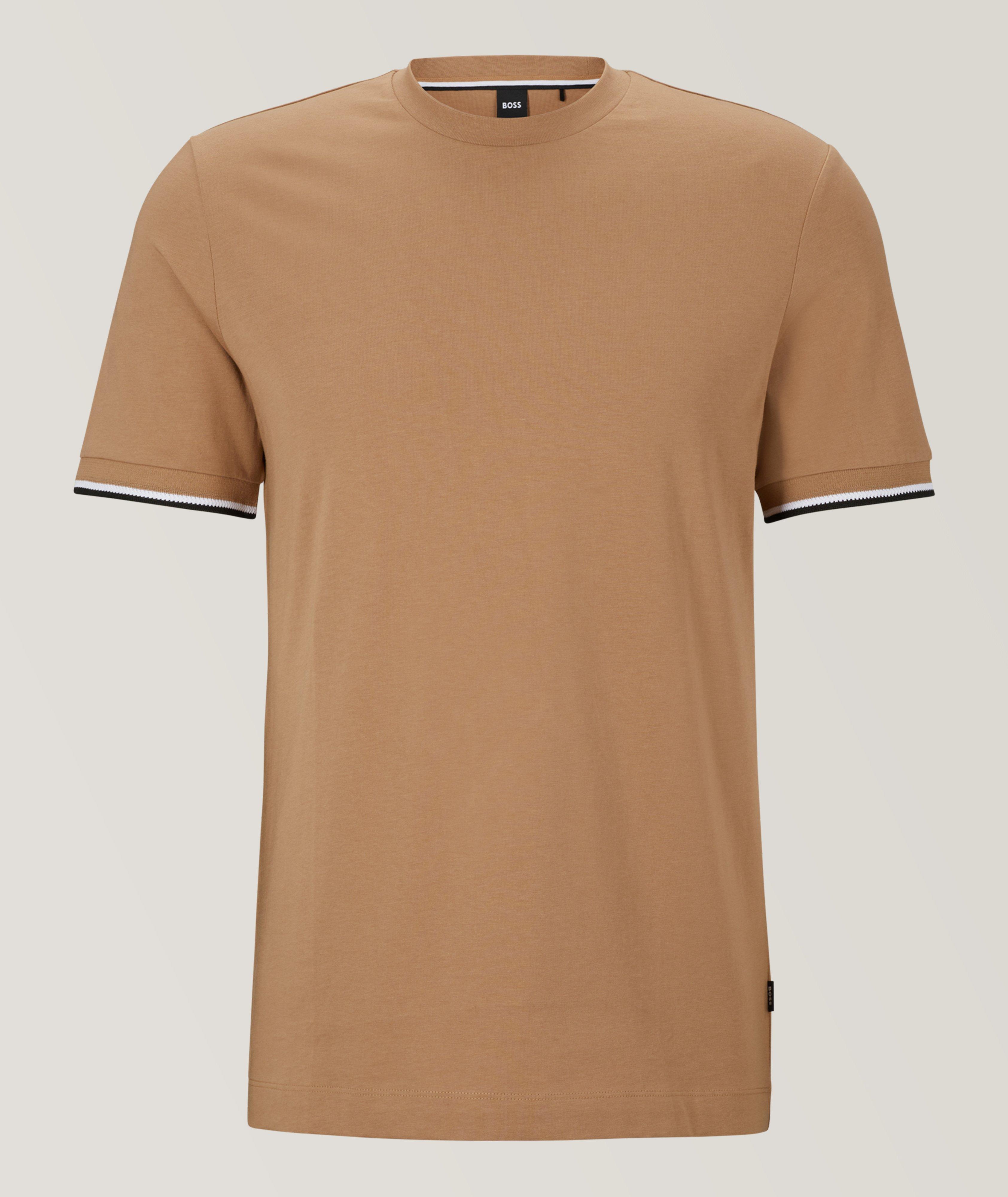 Striped Trim Jersey Cotton T-Shirt image 0