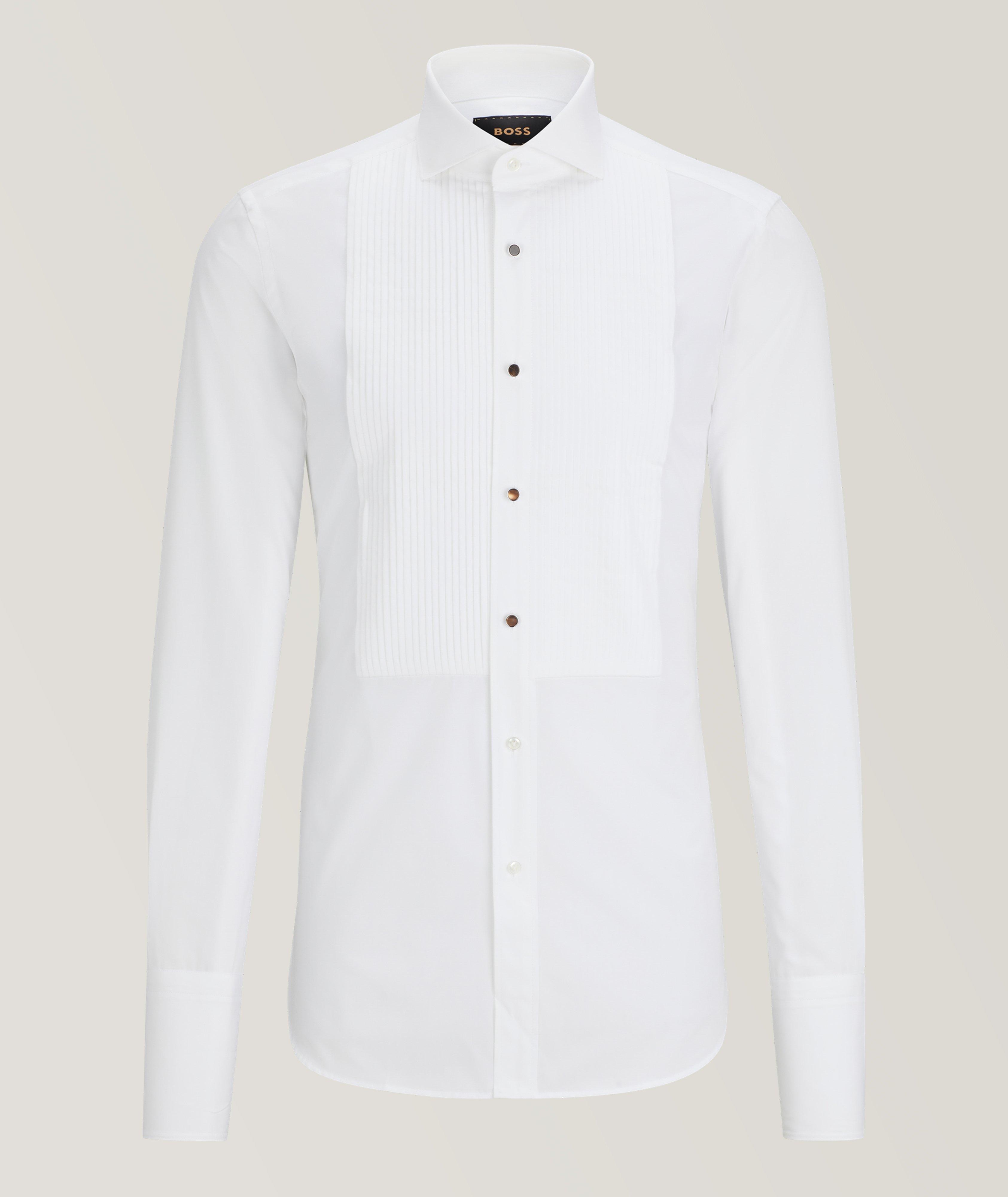 Pleated cotton tuxedo shirt