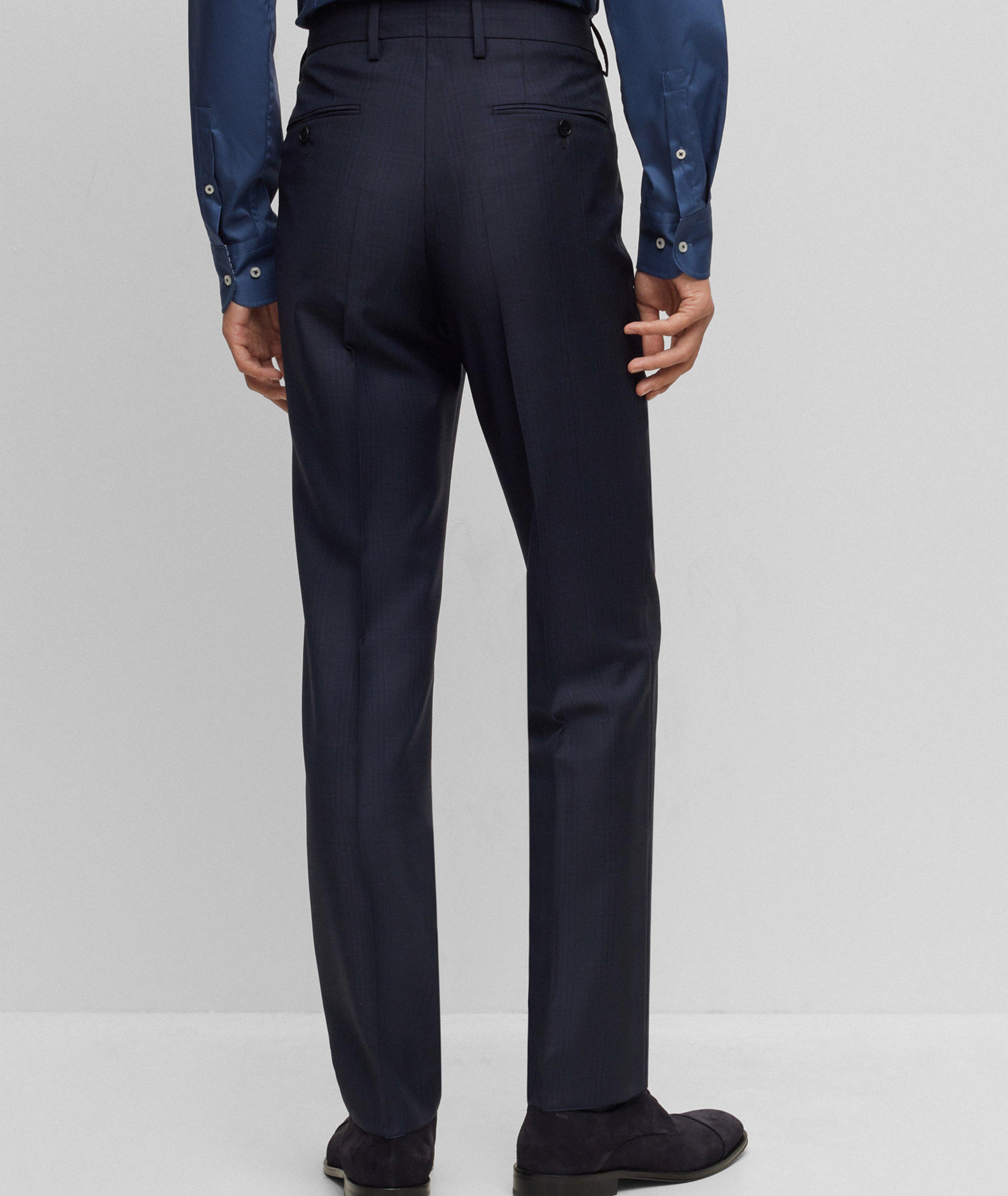 Navy Bi-stretch Woven Fold Over Waist Straight Leg Pants