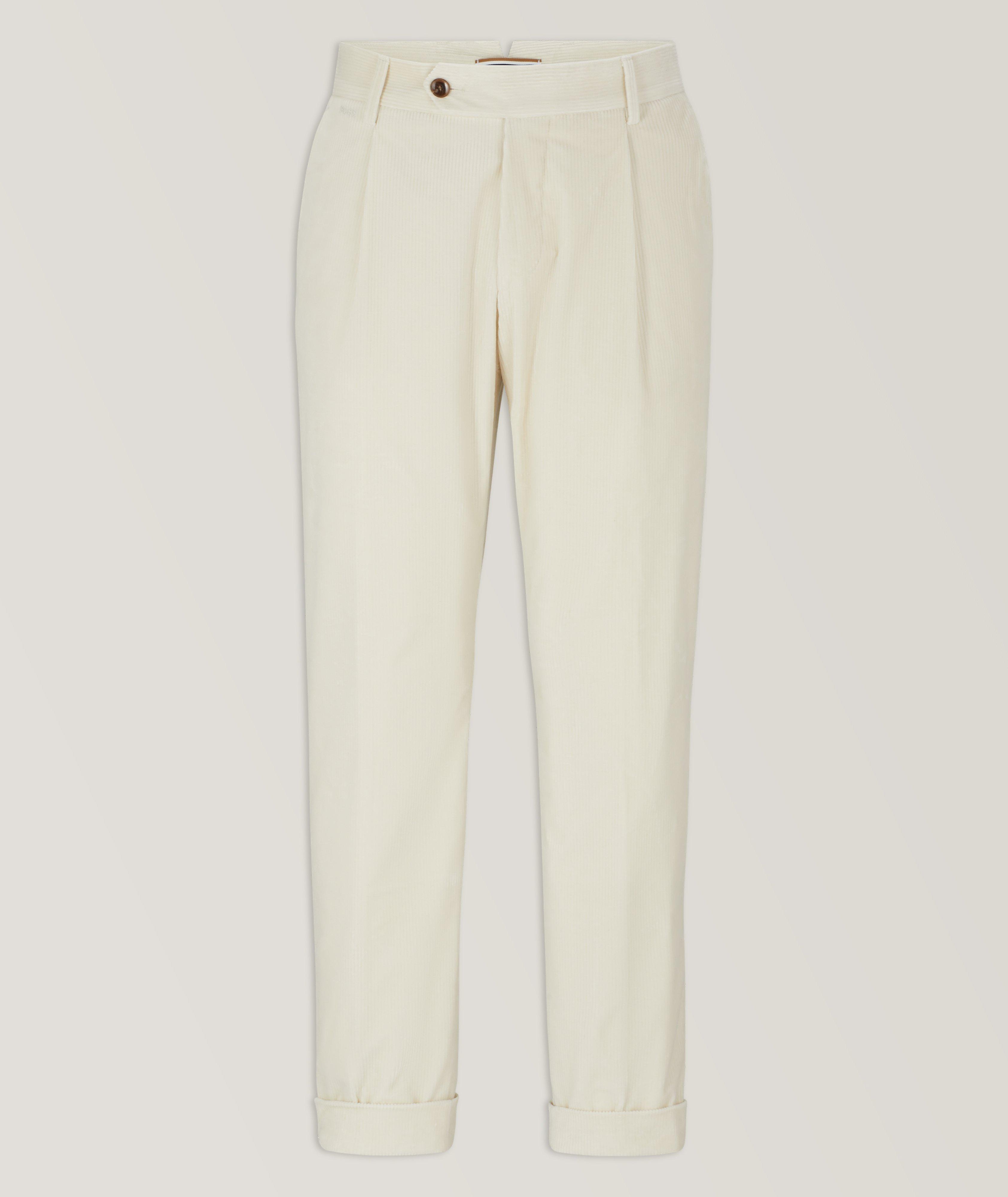 Pleated Stretch-Cotton Corduroy Trousers image 0