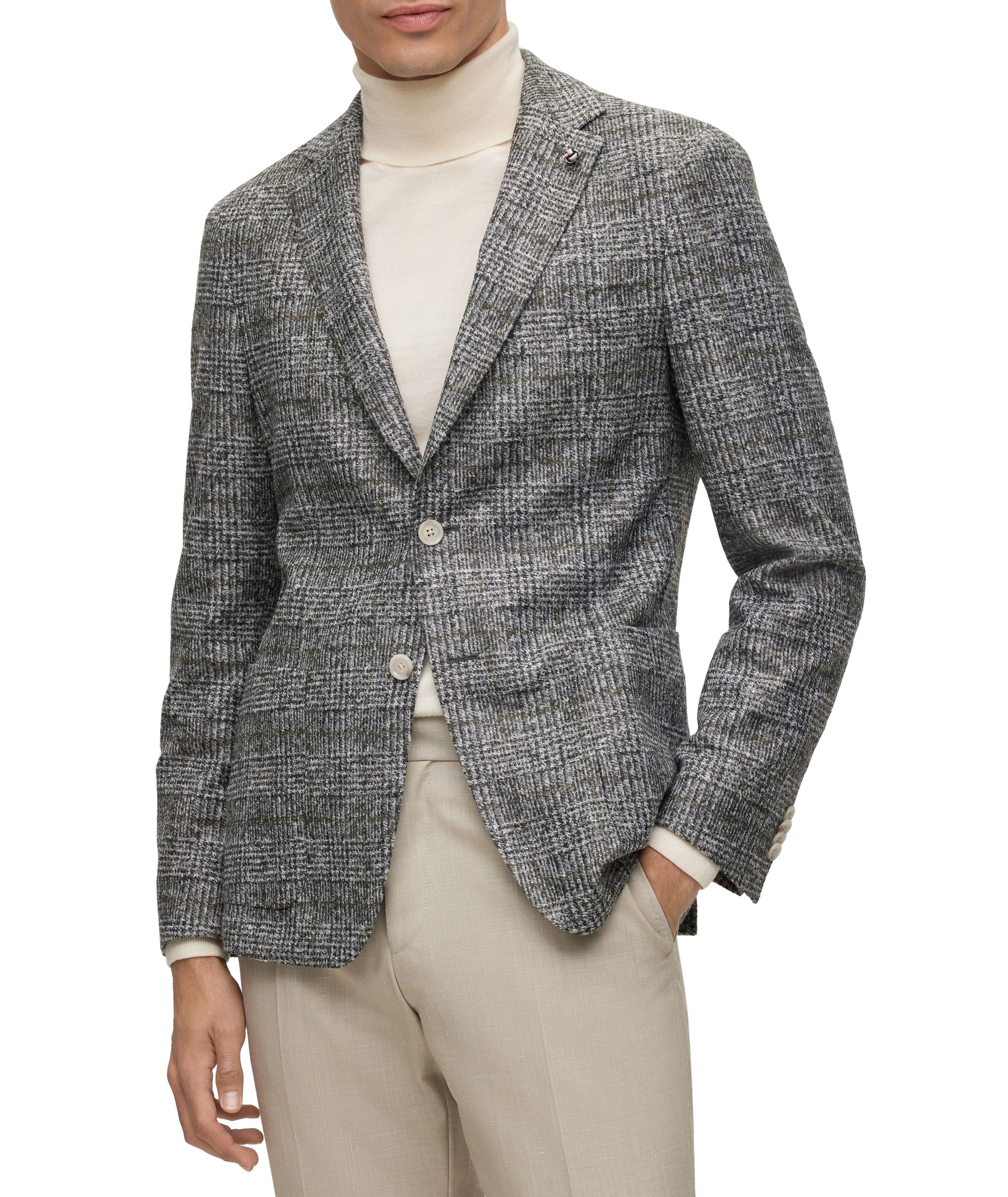 Slim Fit Checkered Stretch-Jersey Sport Jacket image 1