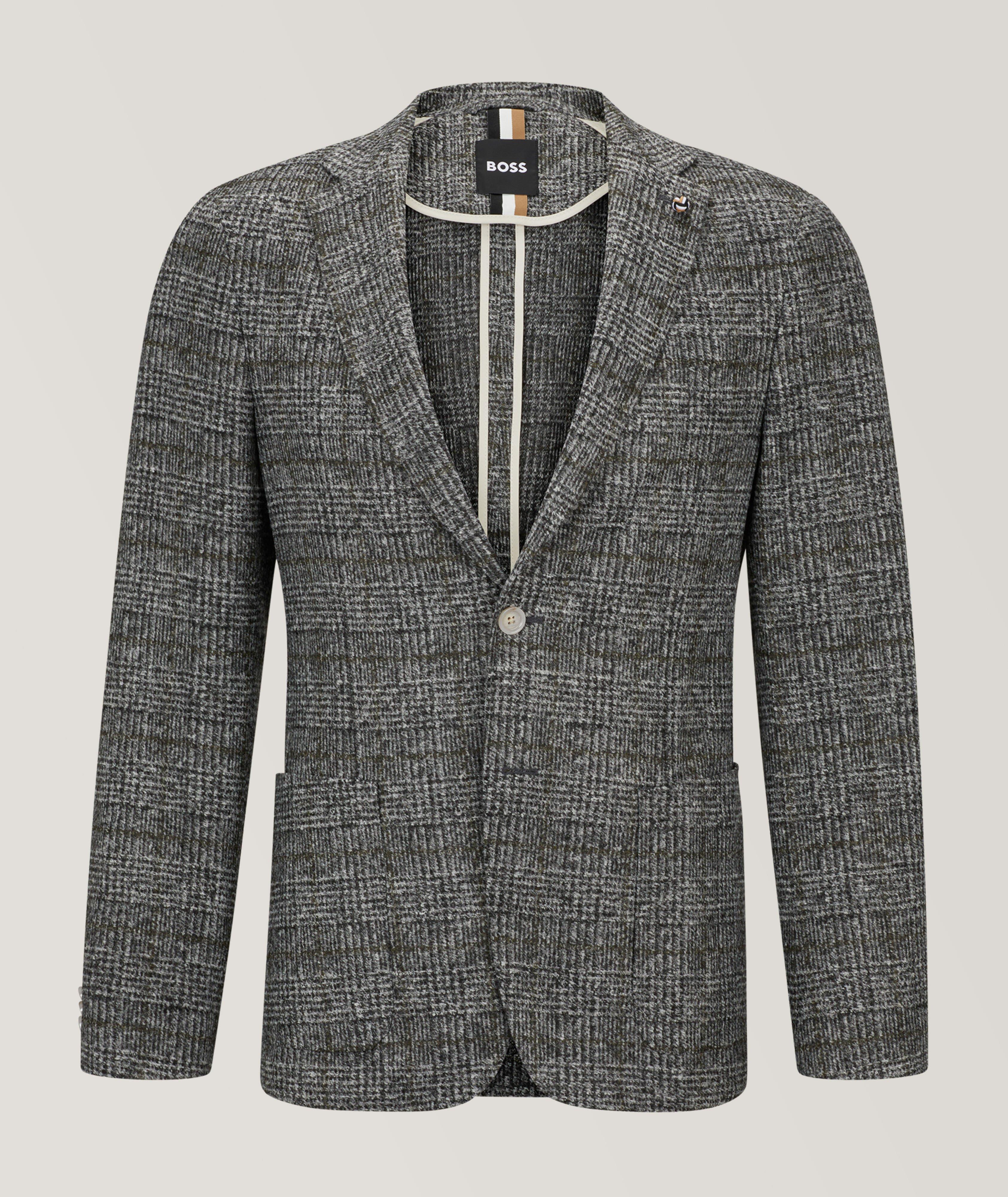 Slim Fit Checkered Stretch-Jersey Sport Jacket image 0