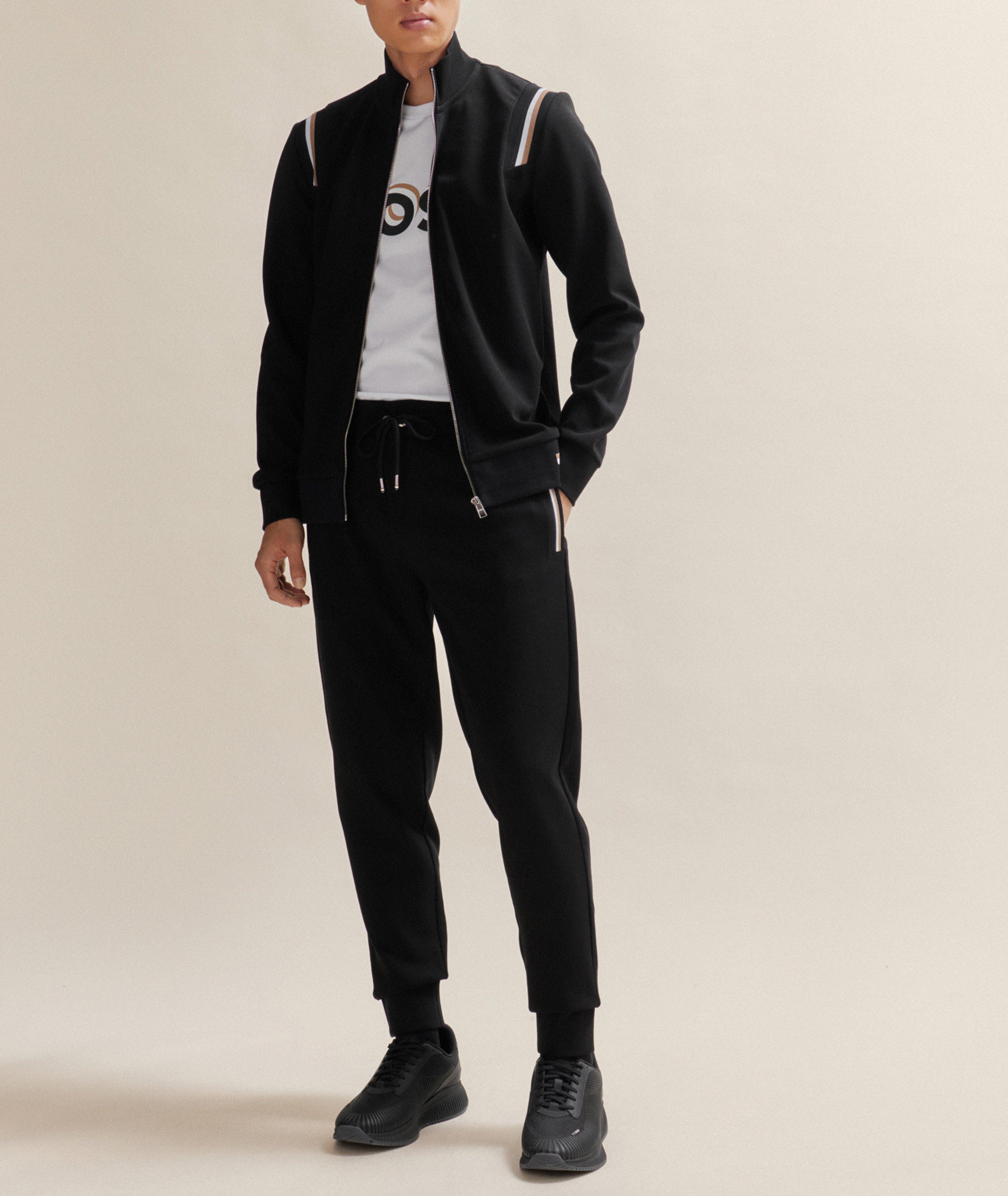 Pantalon sport en mélange de coton à détail rayé image 5