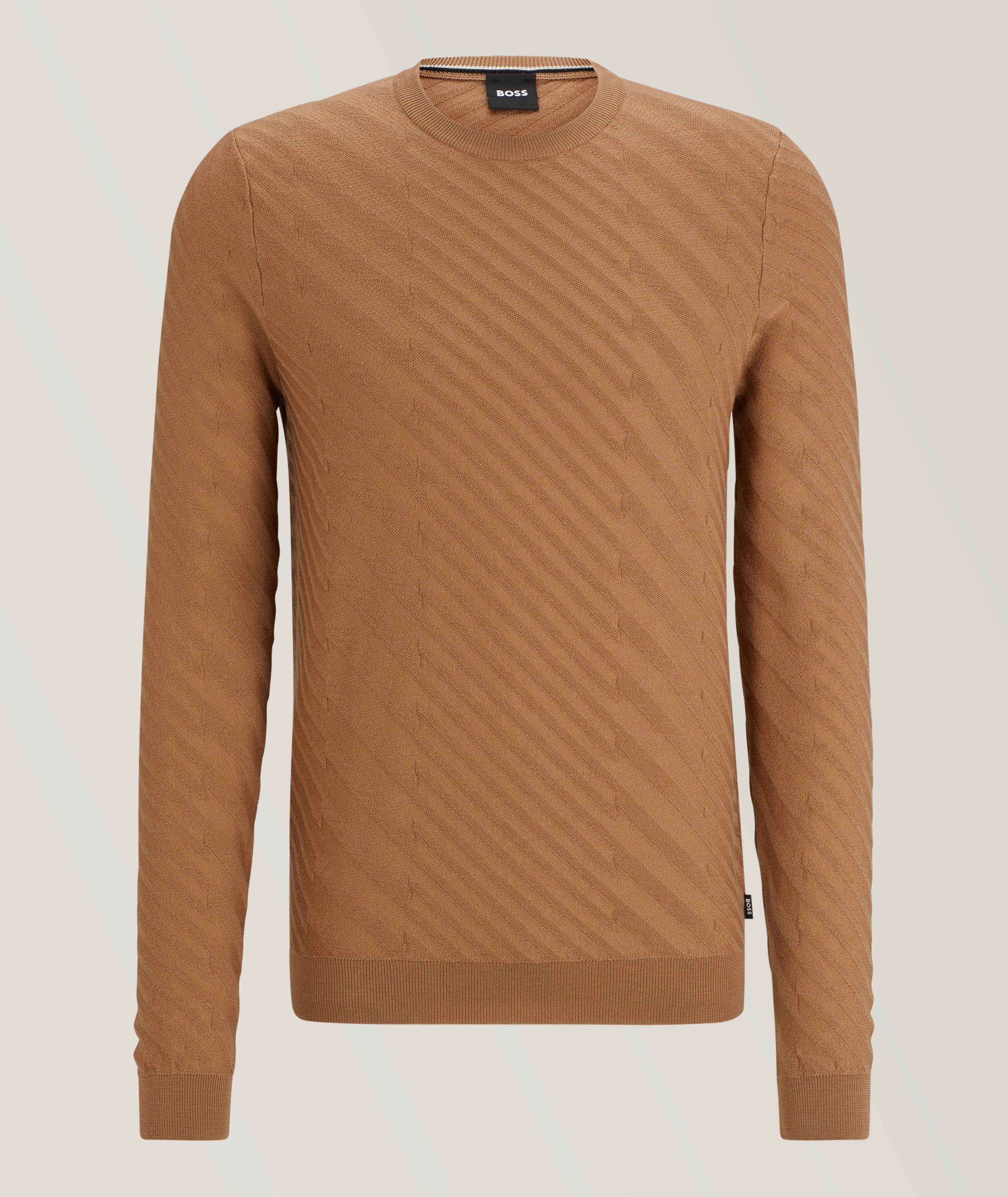 BOSS - Structured-knit sweater in virgin wool, silk and cashmere