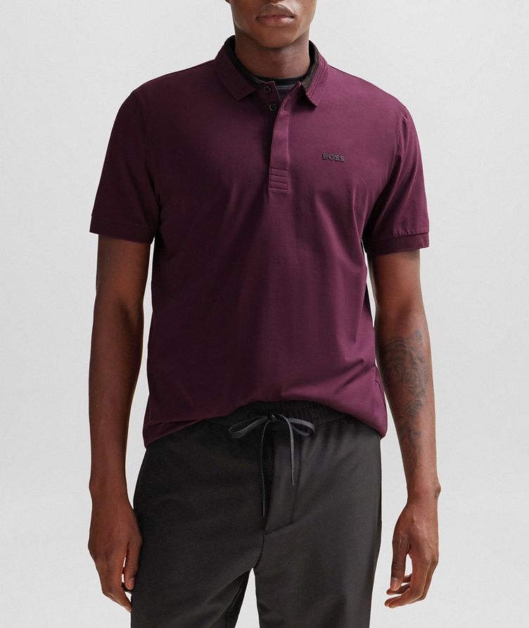 Paddy 1 Stretch-Cotton 3D Striped Collar Polo image 1