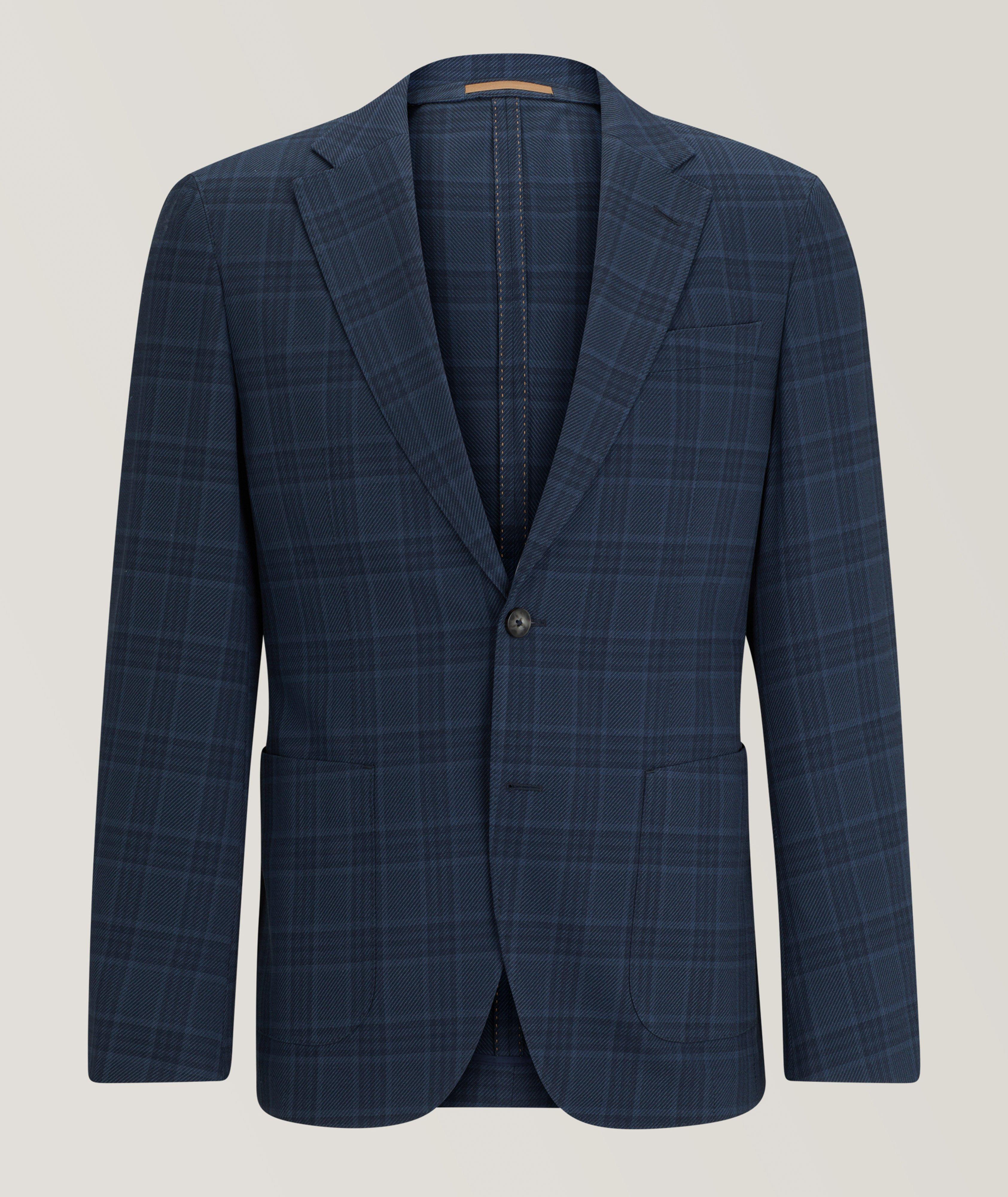 BOSS Slim-Fit Checkered Bi-Stretch Sport Jacket