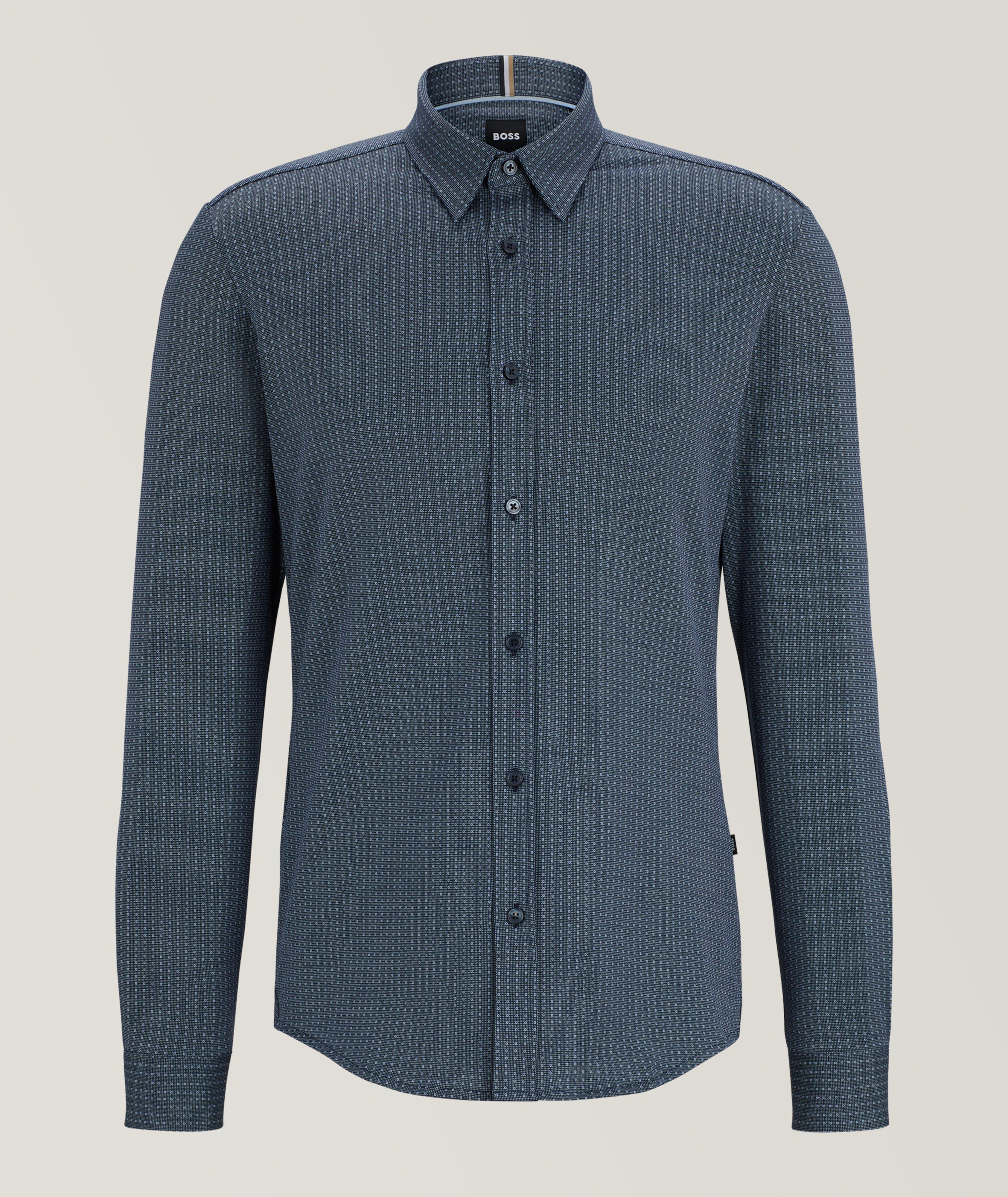 Jacquard Structured Cotton Sport Shirt image 0