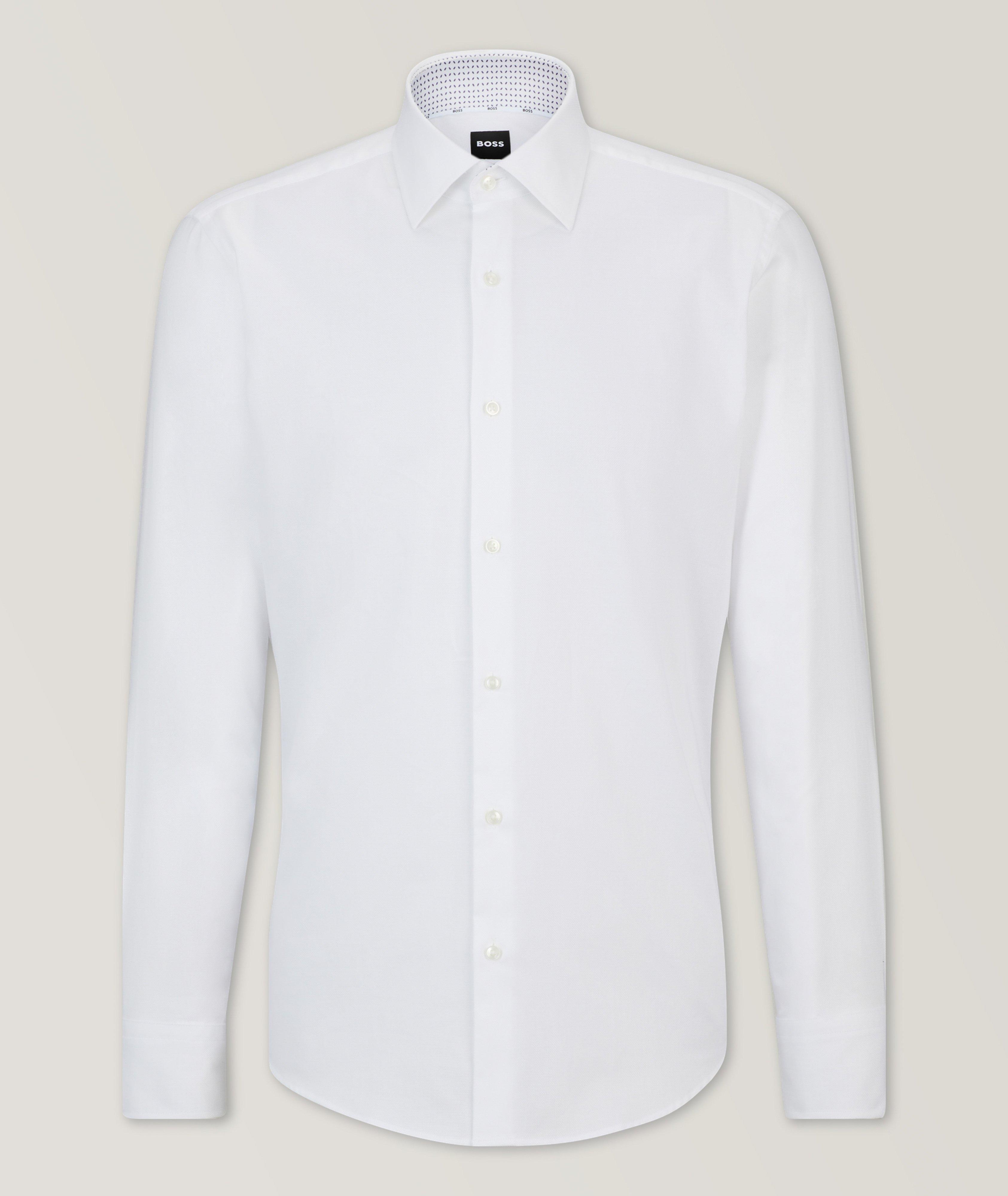Solid Stretch-Cotton Dress Shirt image 0