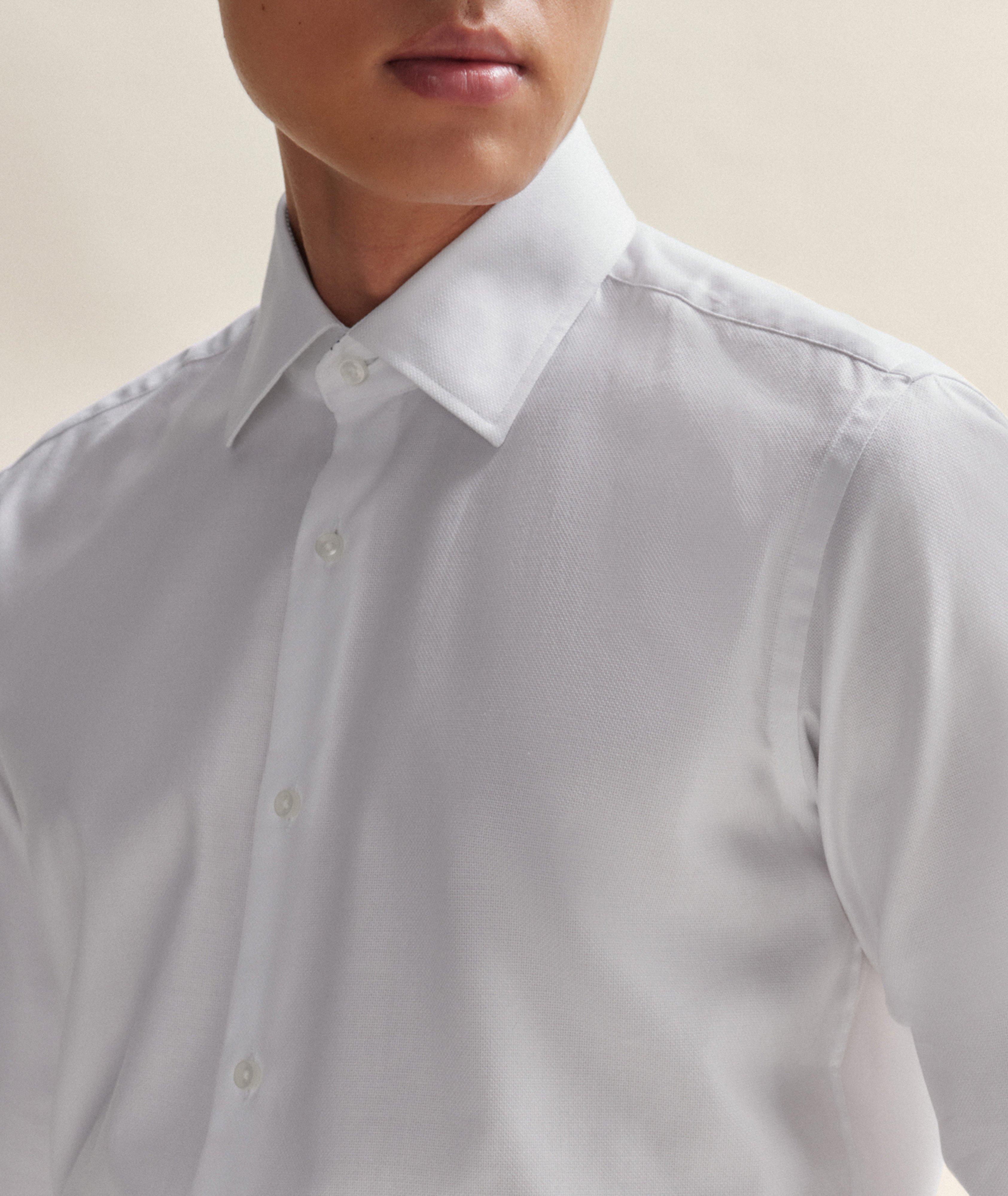 Solid Stretch-Cotton Dress Shirt image 3