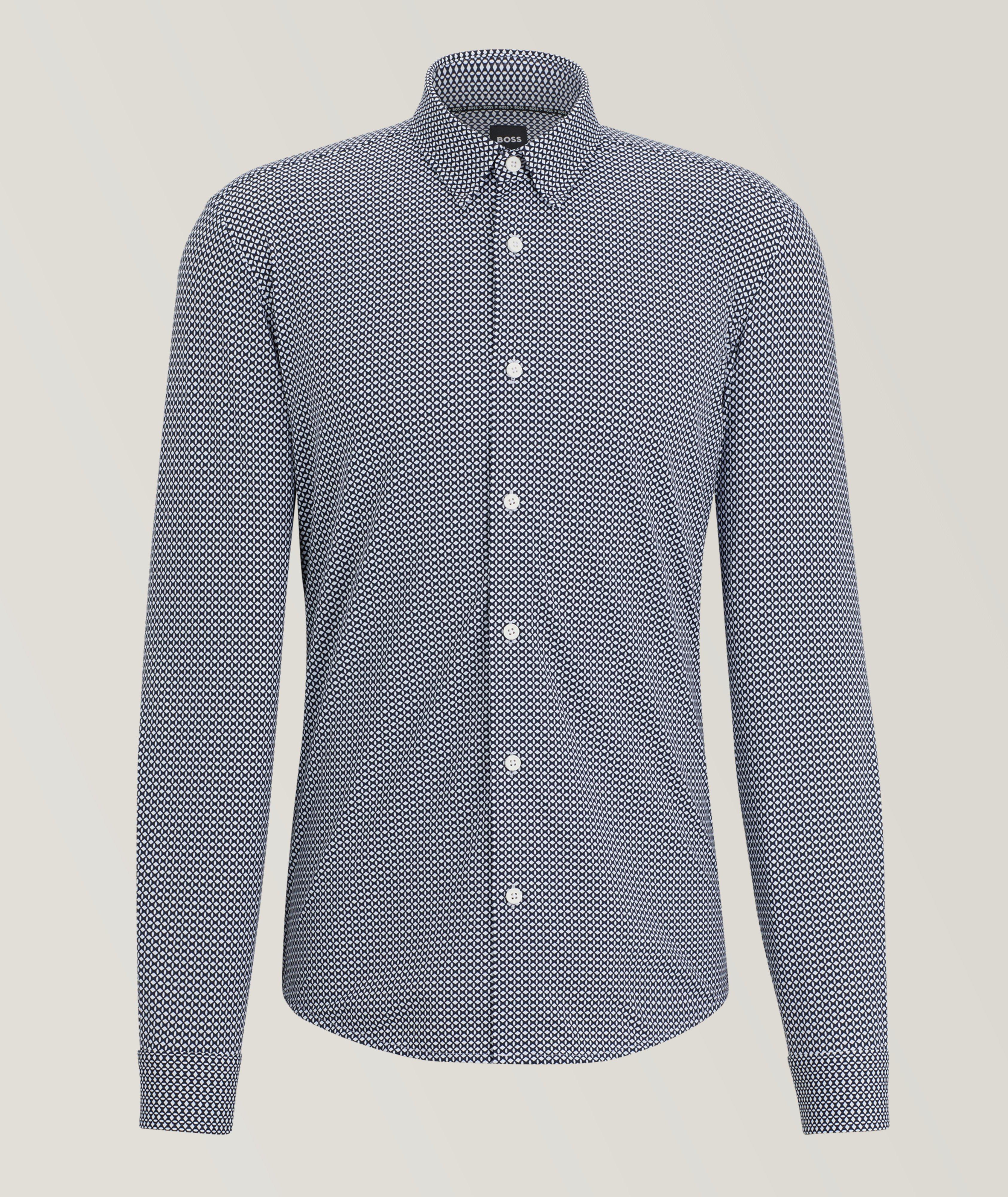 Geometric Performance-Stretch Sport Shirt