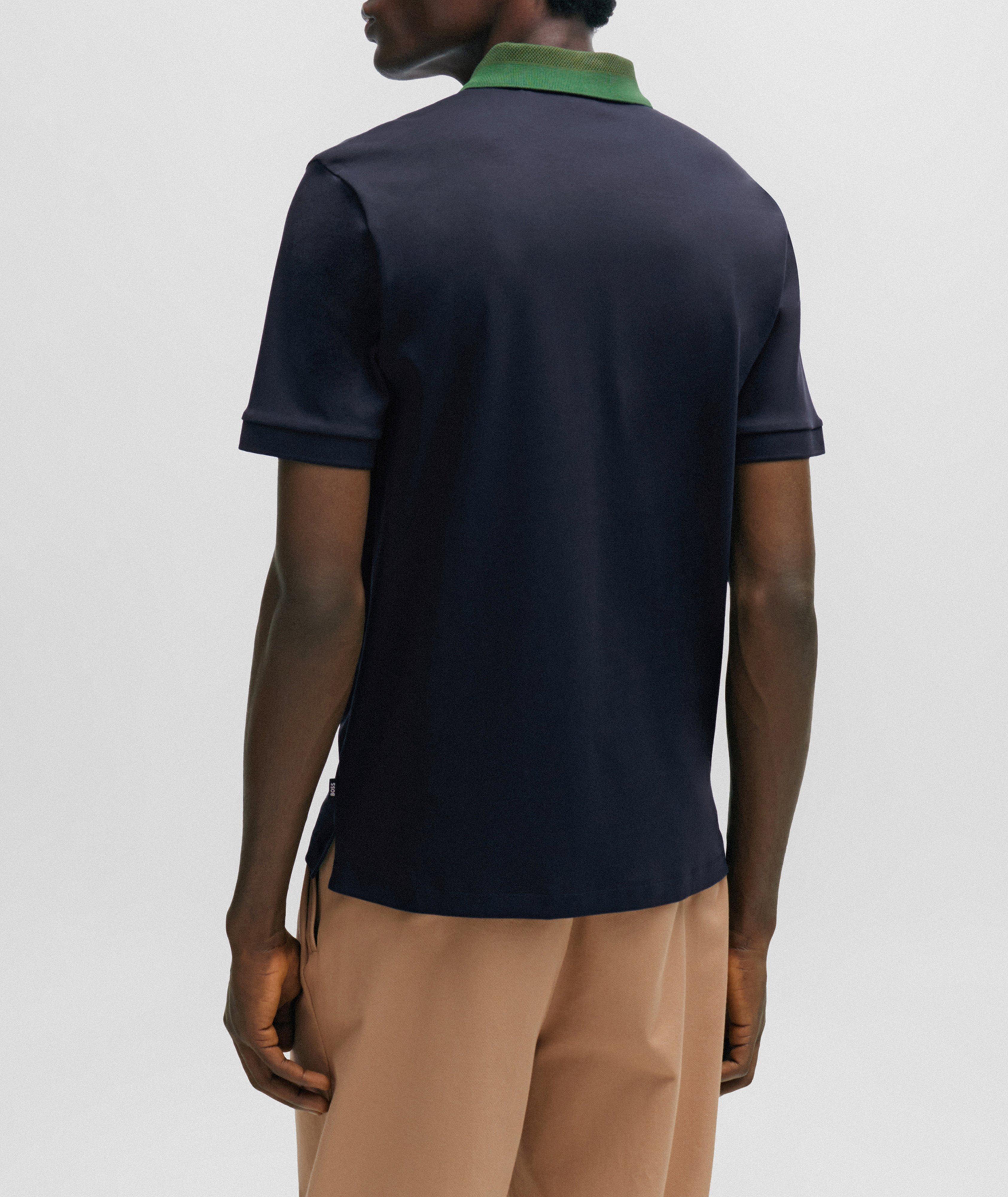 Colour-Block Collar Interlock Cotton Polo image 2