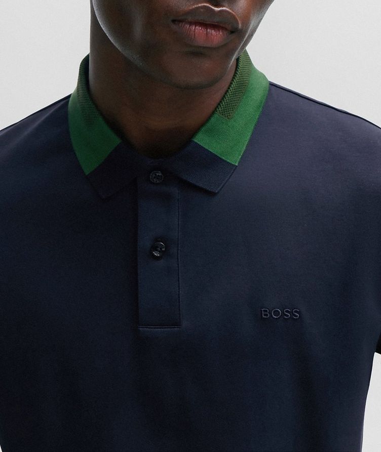 Colour-Block Collar Interlock Cotton Polo image 3