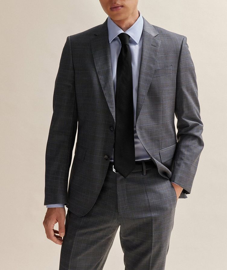 Slim Fit Checked Stretch-Wool Suit image 1