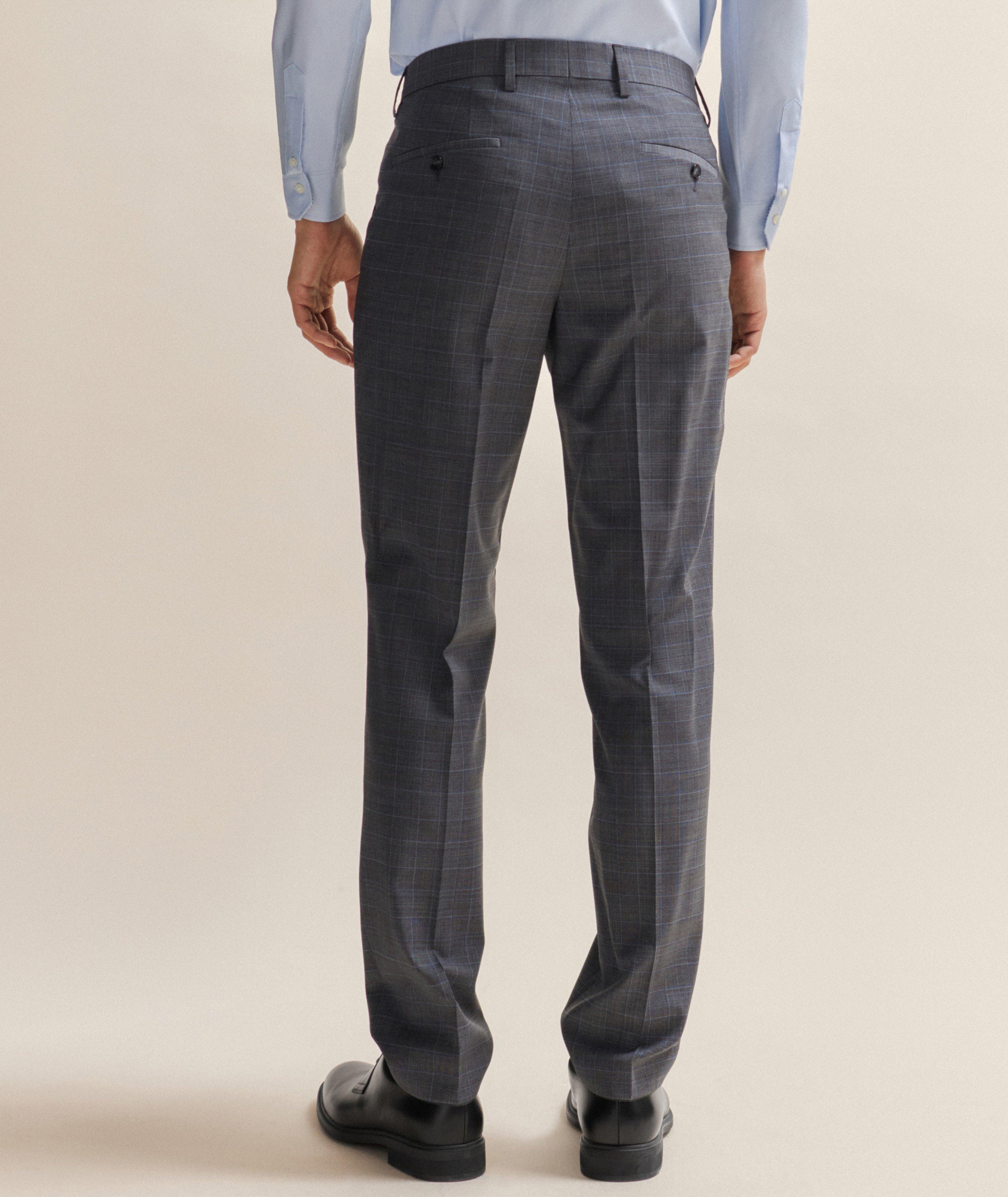 Men's Slim Fit Checked Stretch Wool Trousers