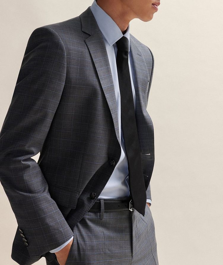 Slim Fit Checked Stretch-Wool Suit image 7