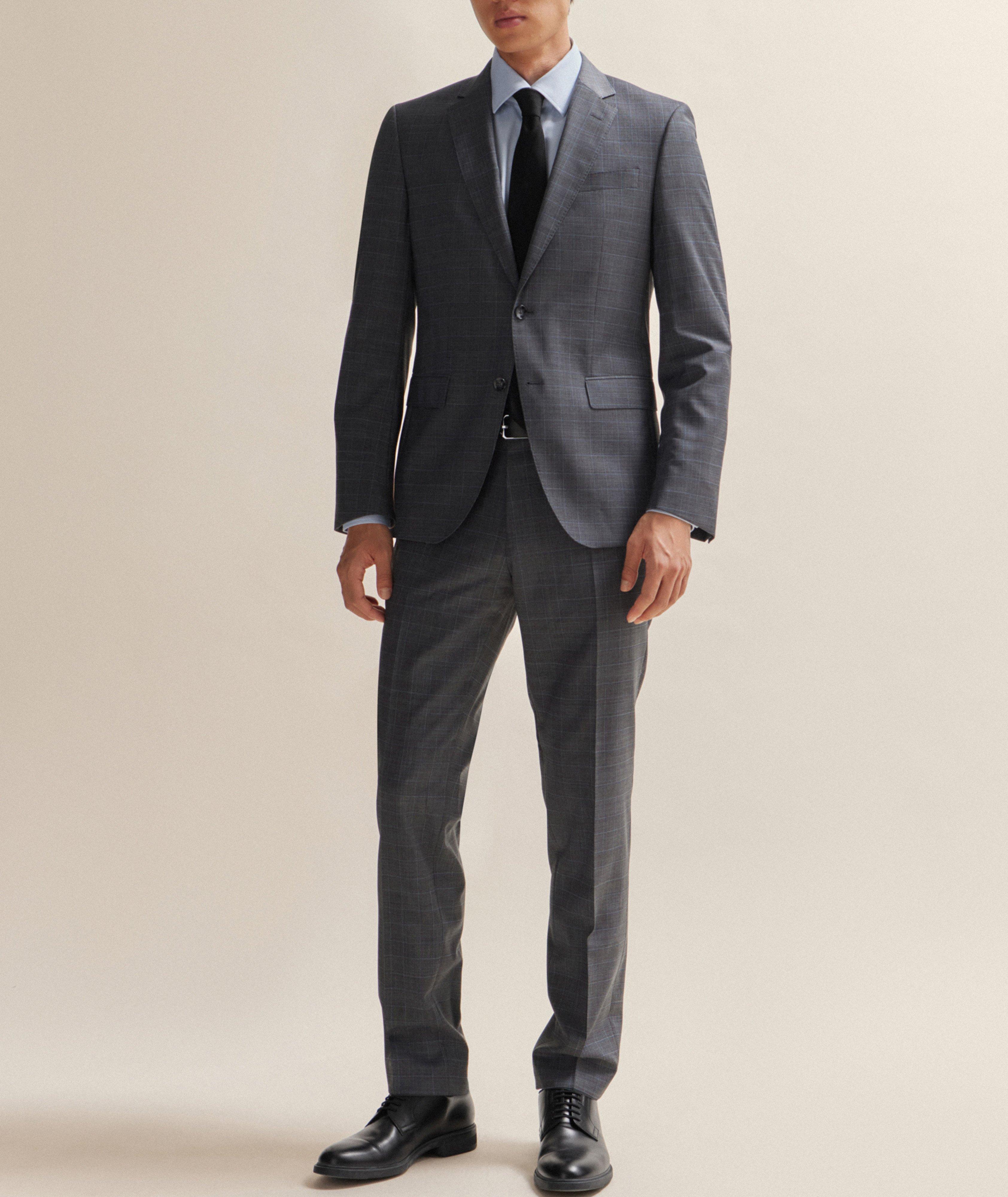 BOSS Slim Fit Checked Stretch-Wool Suit, Suits