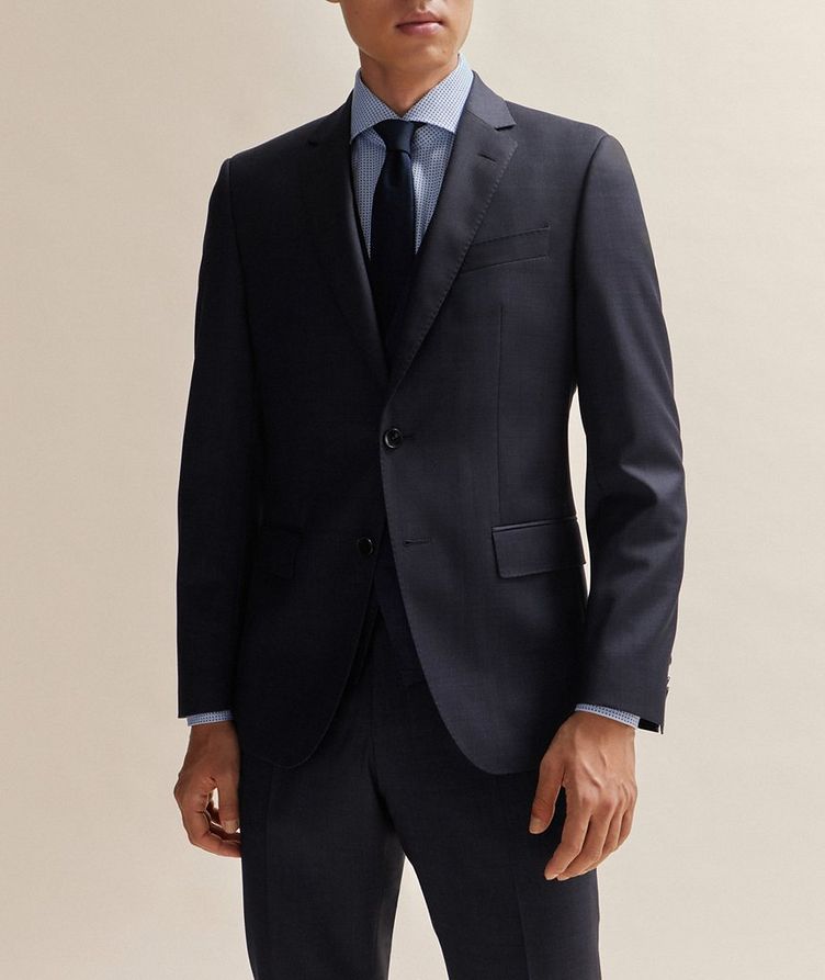 Slim-Fit Micro-Pattern Stretch-Wool Suit image 1