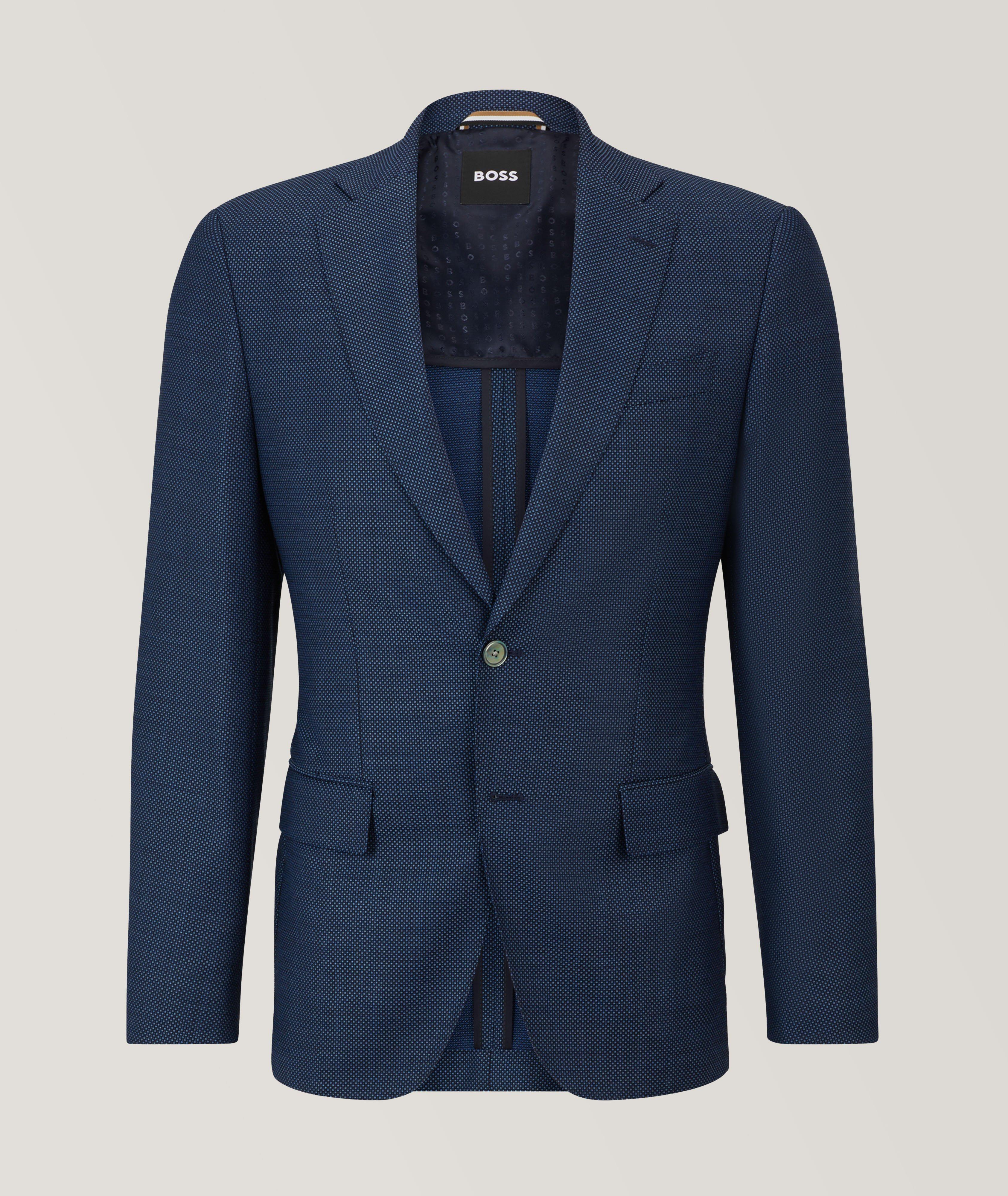 Blujacket Mens Blue Reda Wool Trim Fit 2 Button Blazer Sportcoat