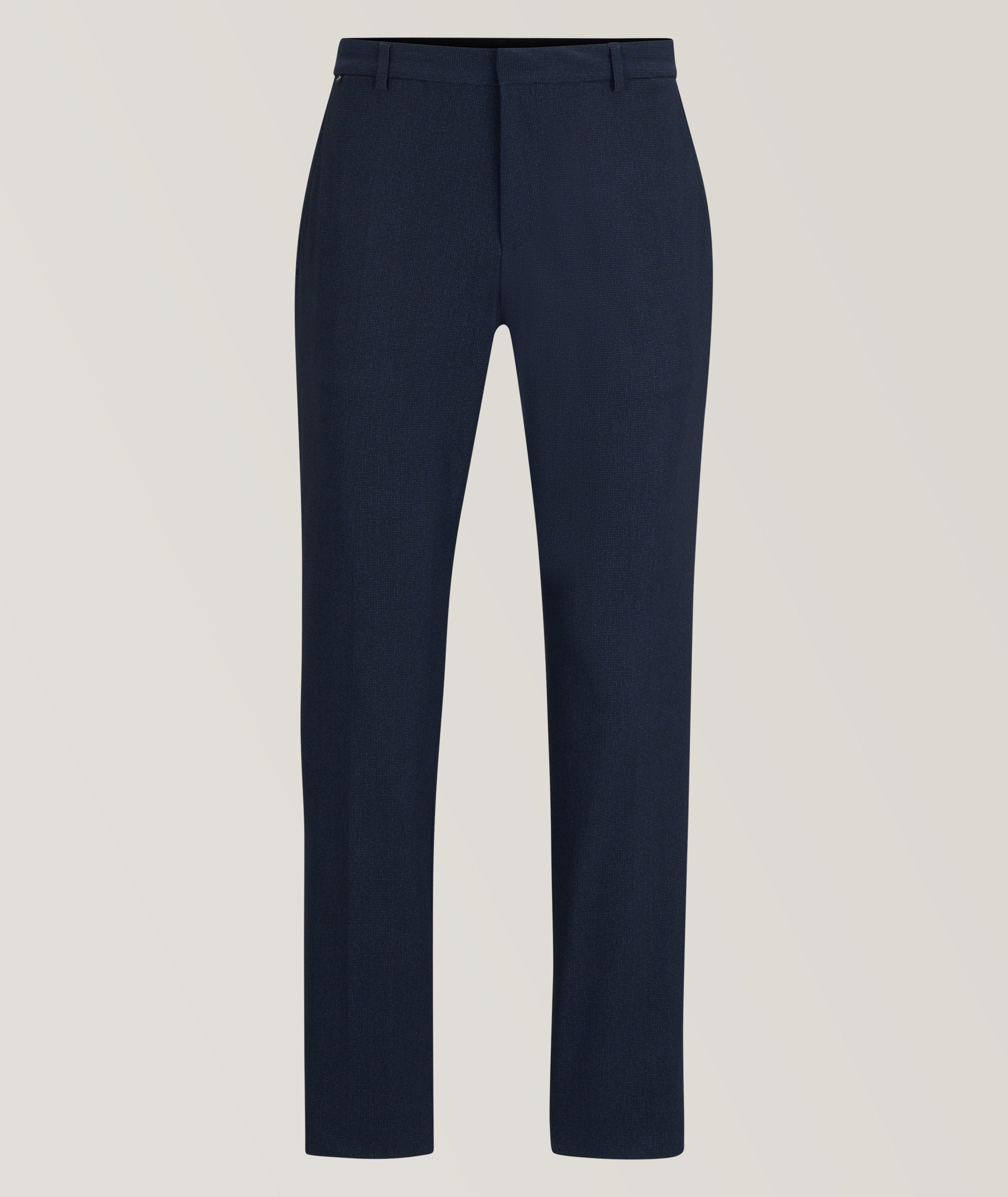 Grey and blue slim fit patterned pants