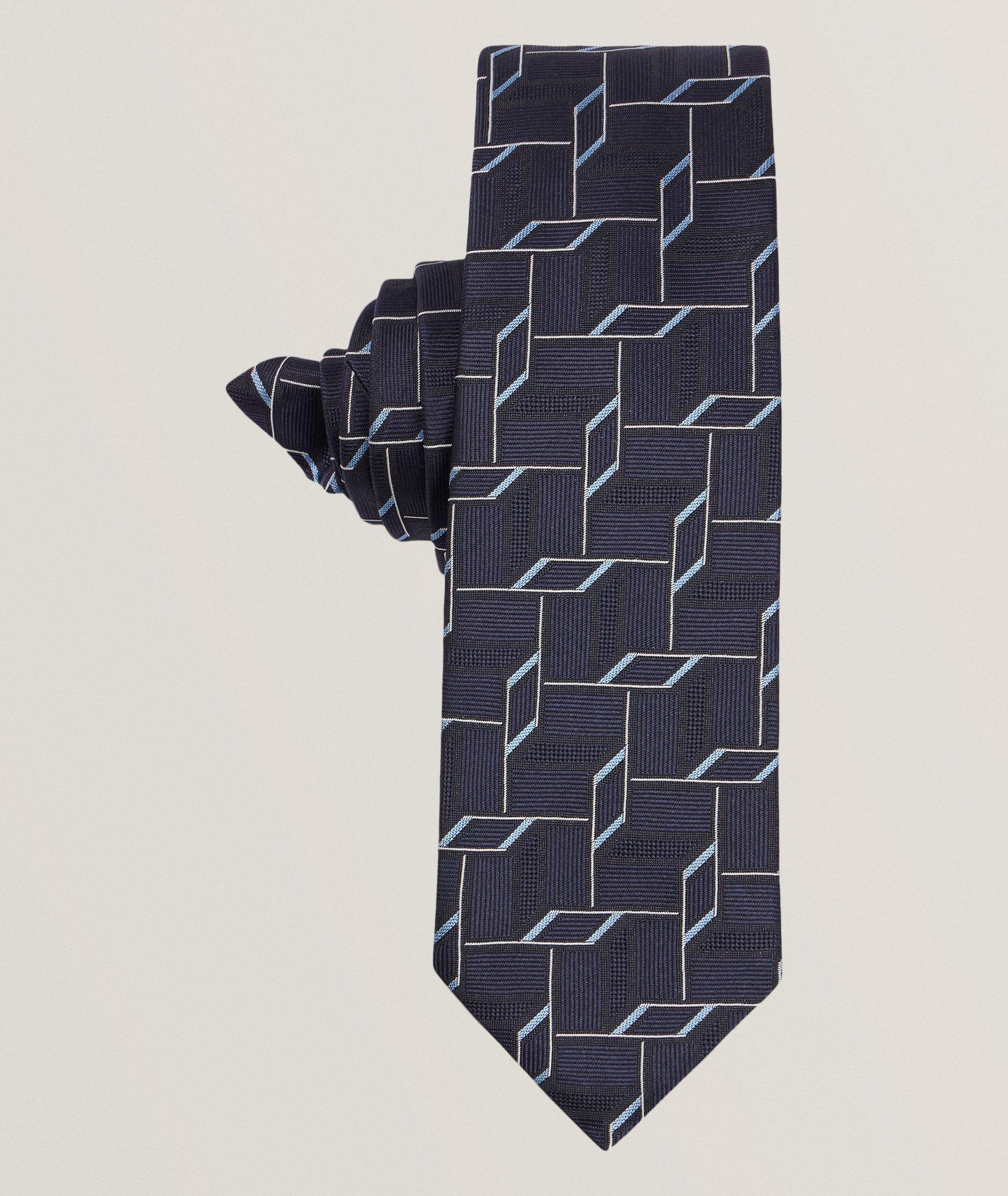 Geometric Silk Jacquard Tie image 1