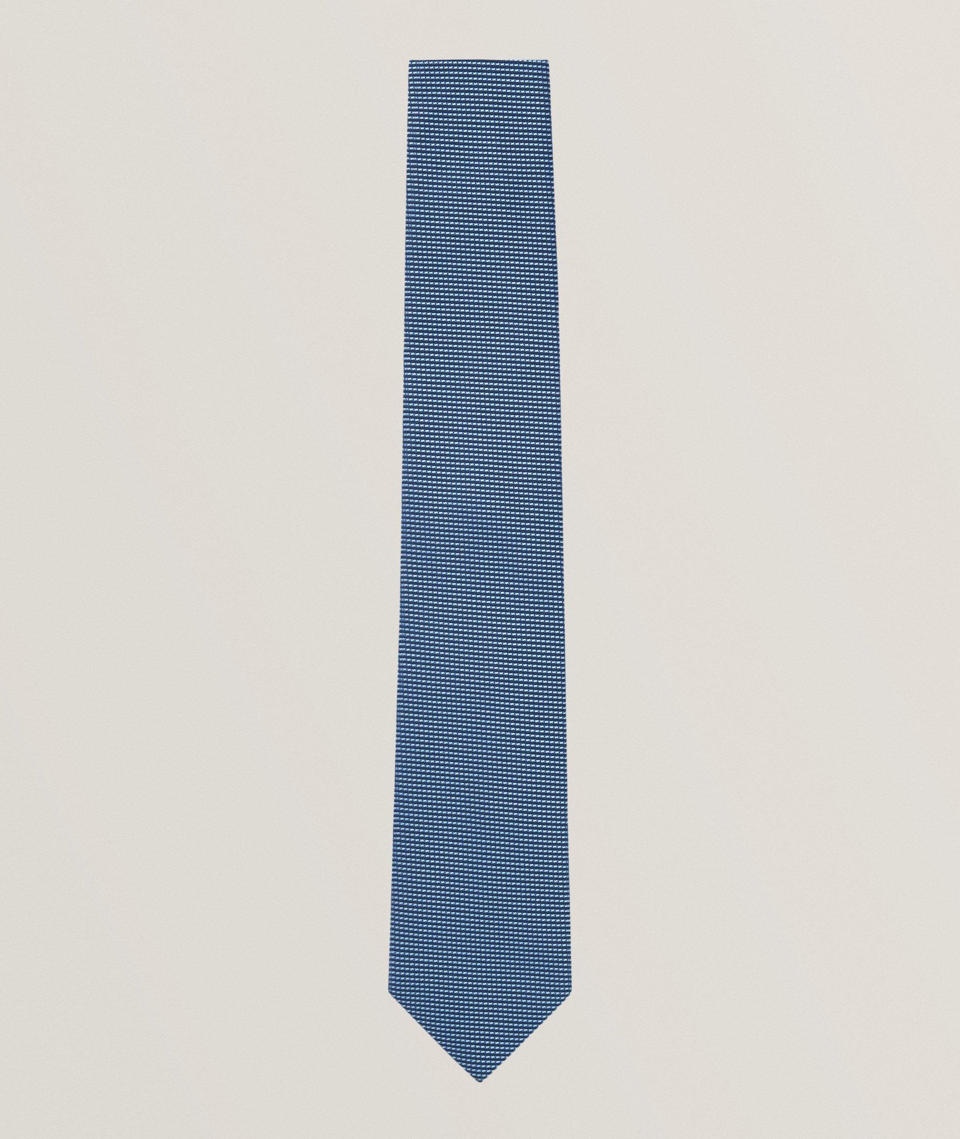 Micro Pattern Silk Jacquard Tie image 0