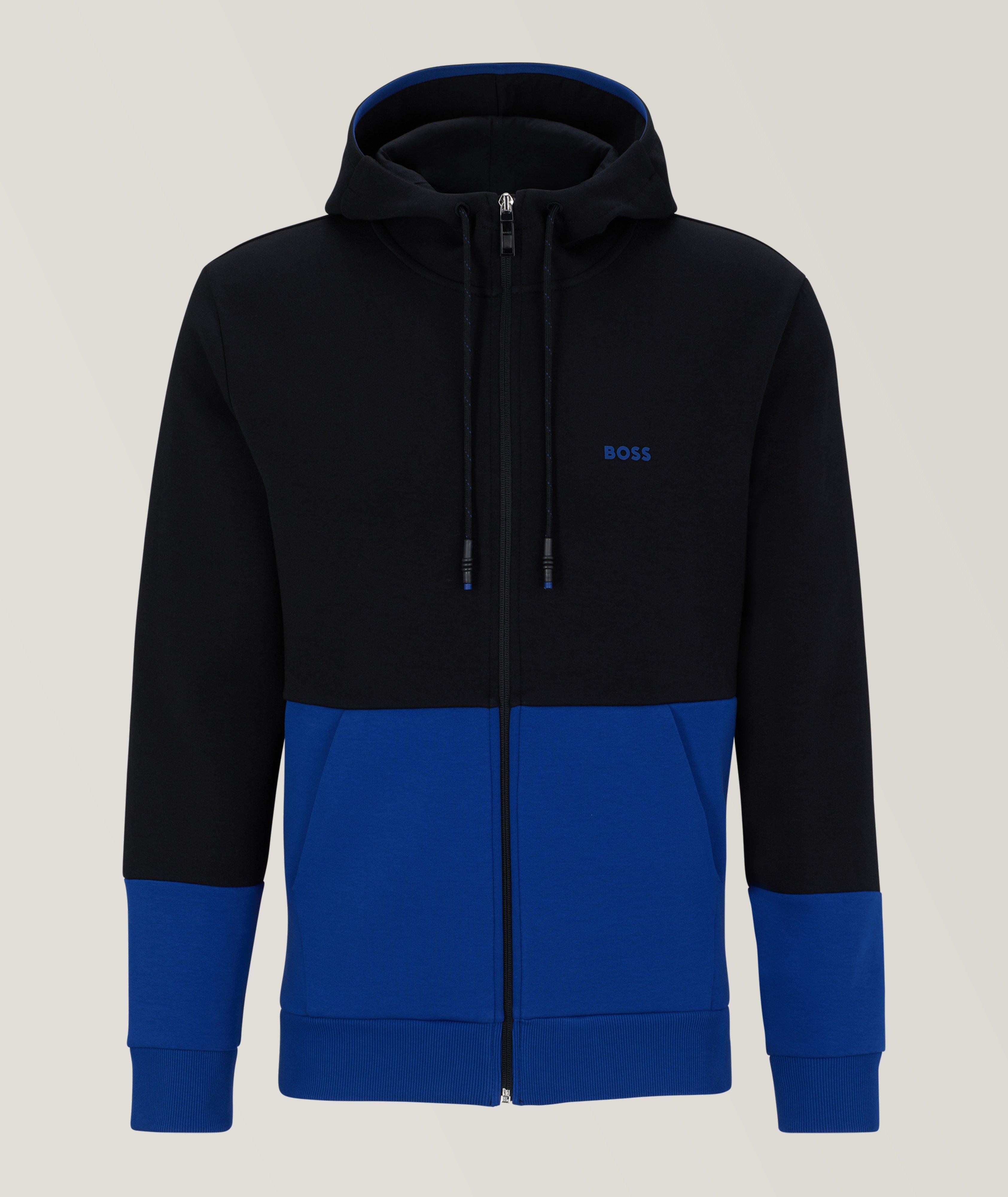 Colourblock Cotton-Blend Full-Zip Hooded Sweater image 0