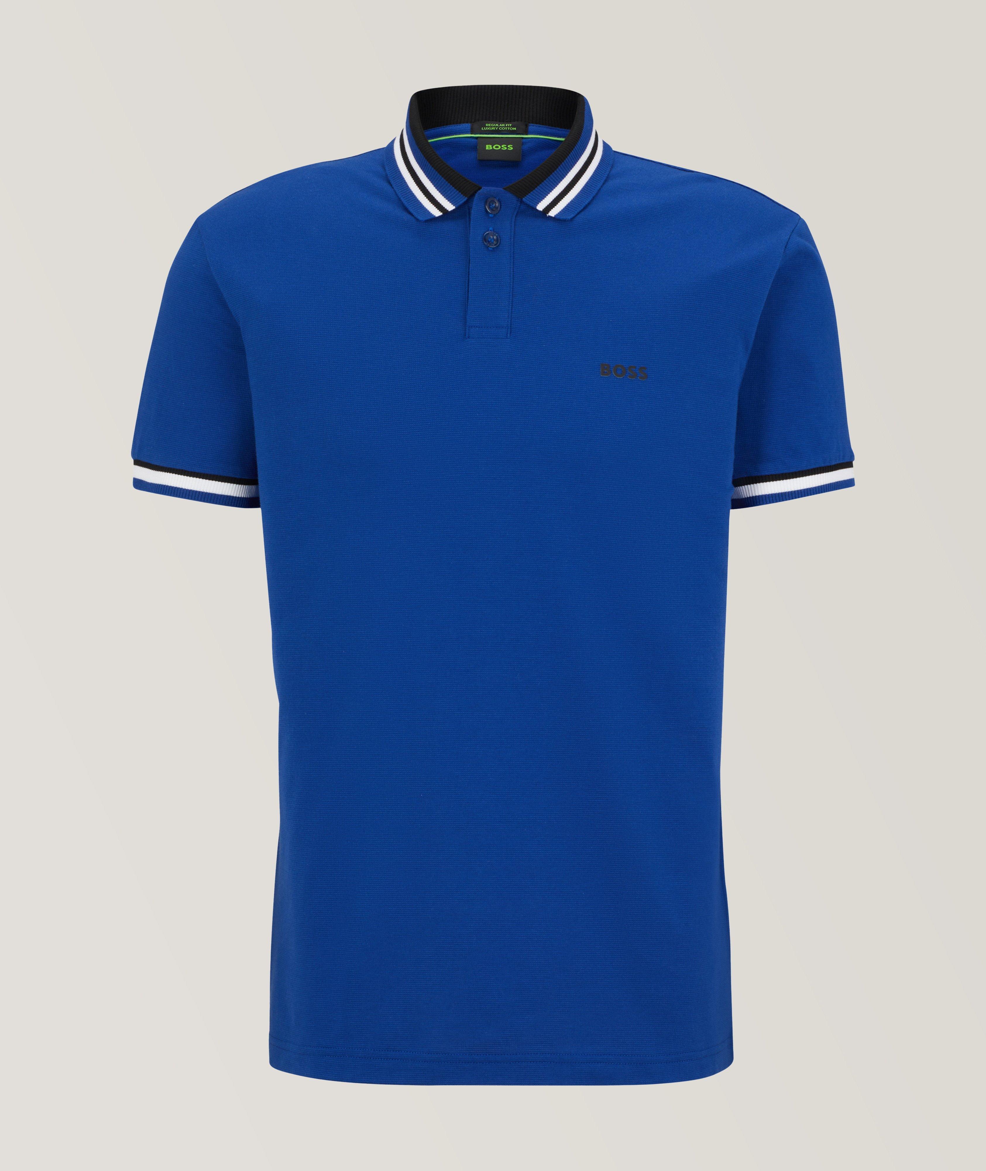 BOSS Striped Trim Cotton Piqué Knit Polo | Polos | Harry Rosen