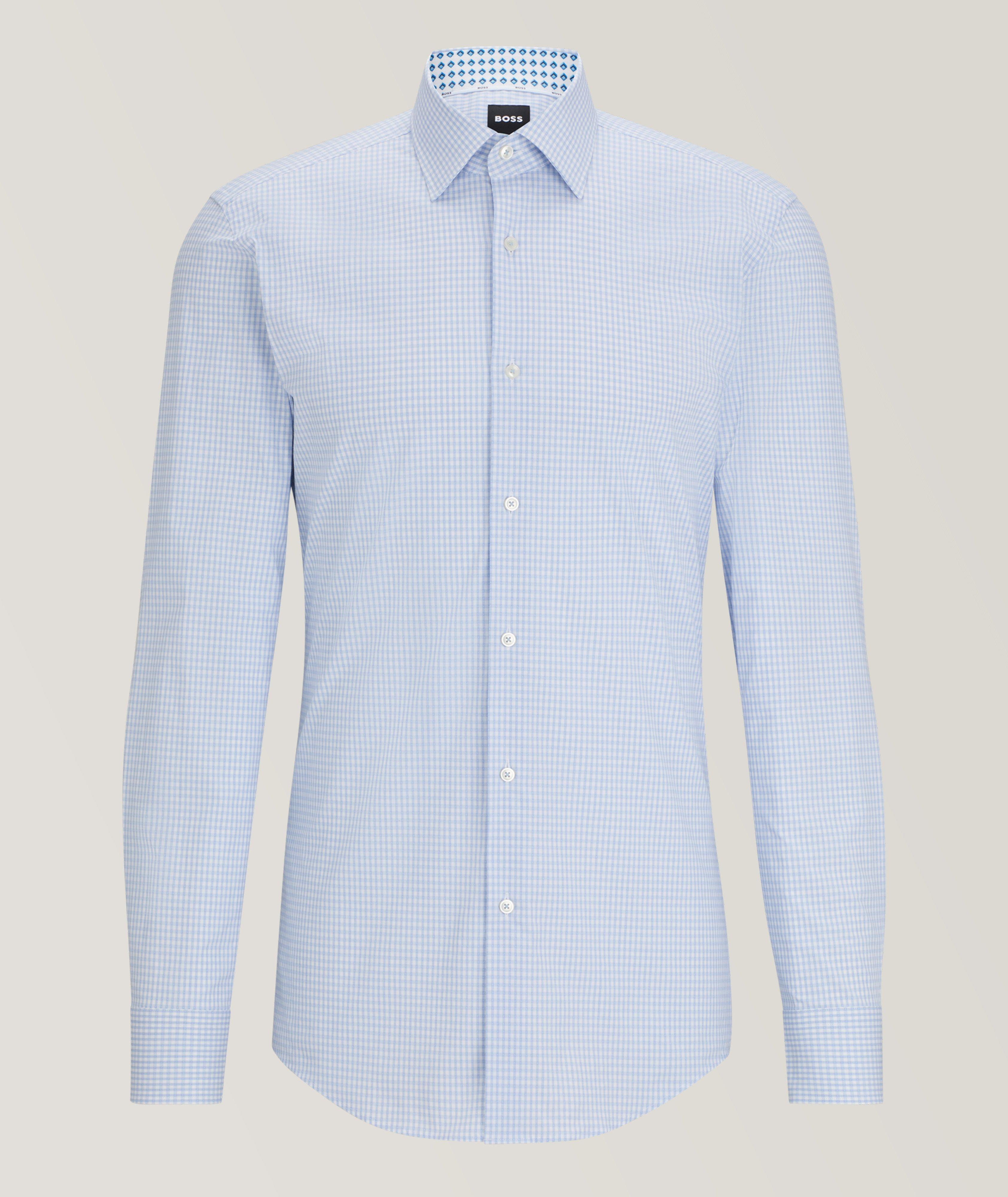 Slim-Fit Checked Stretch-Cotton Dress Shirt image 0