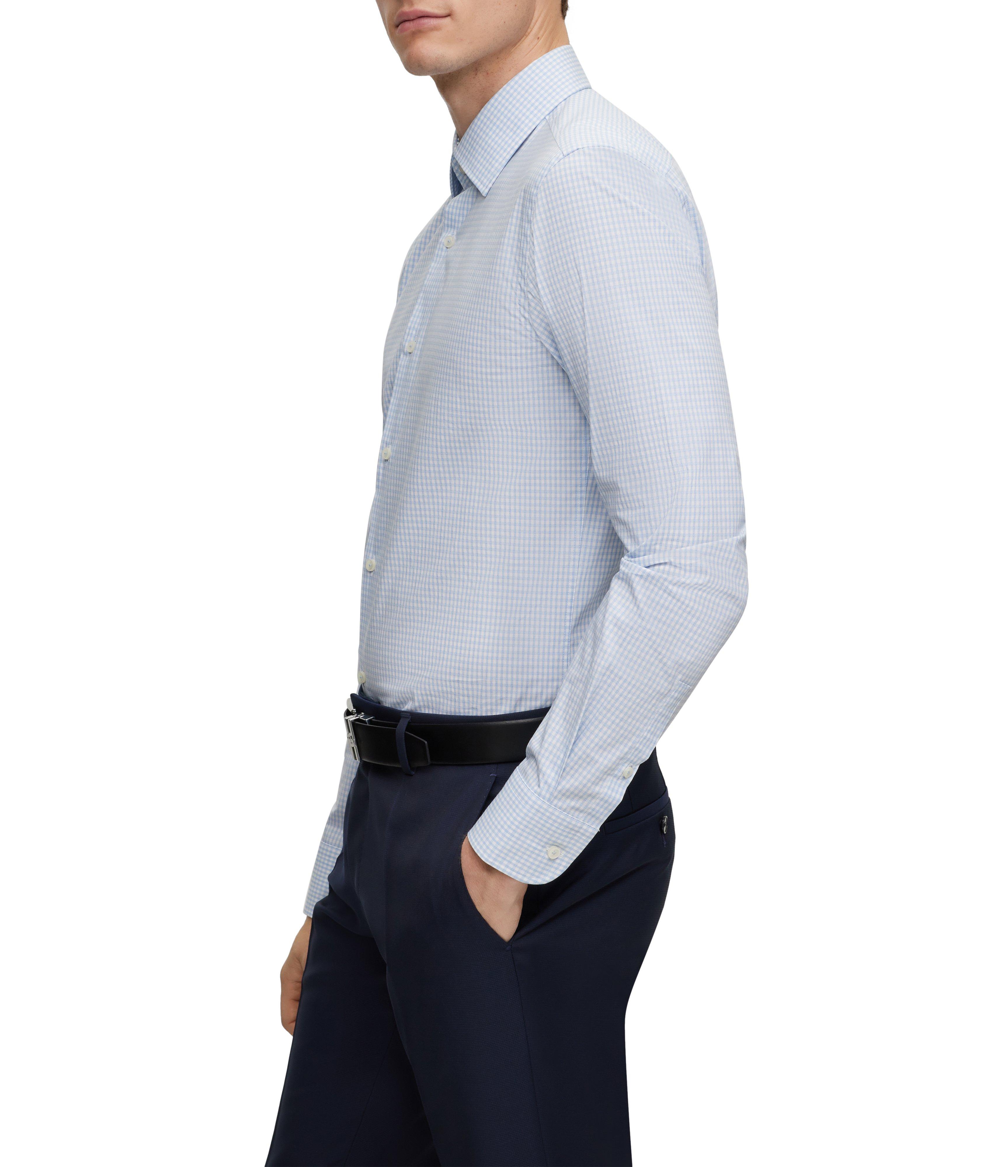 Slim-Fit Checked Stretch-Cotton Dress Shirt image 3