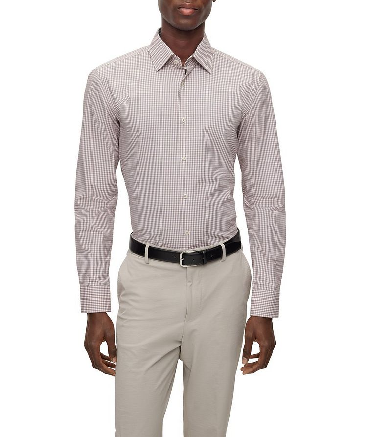 Slim Fit Checked Stretch-Cotton Dress Shirt image 1