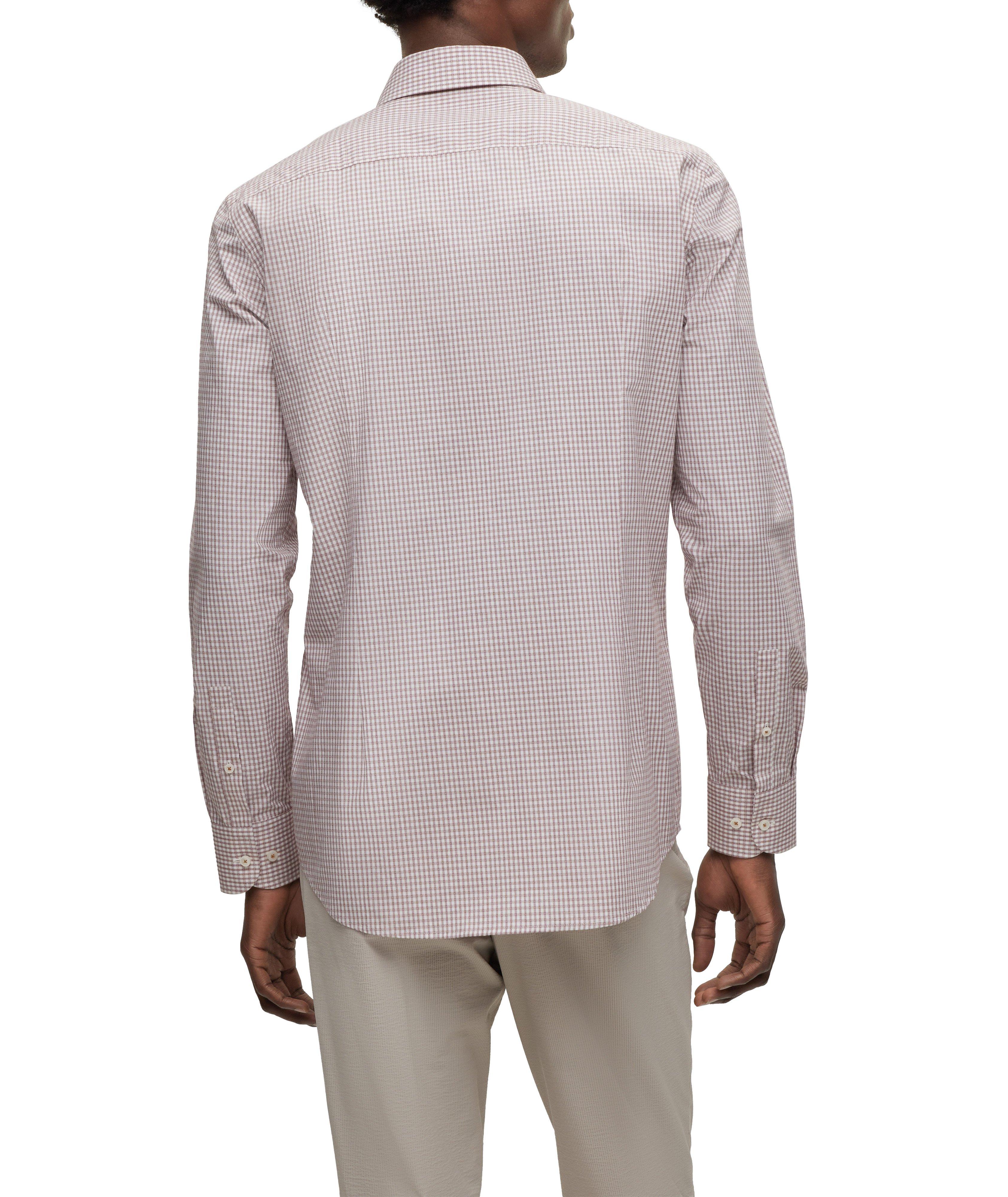 Slim Fit Checked Stretch-Cotton Dress Shirt image 2