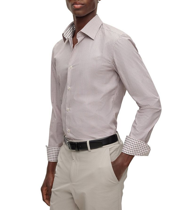 Slim Fit Checked Stretch-Cotton Dress Shirt image 3