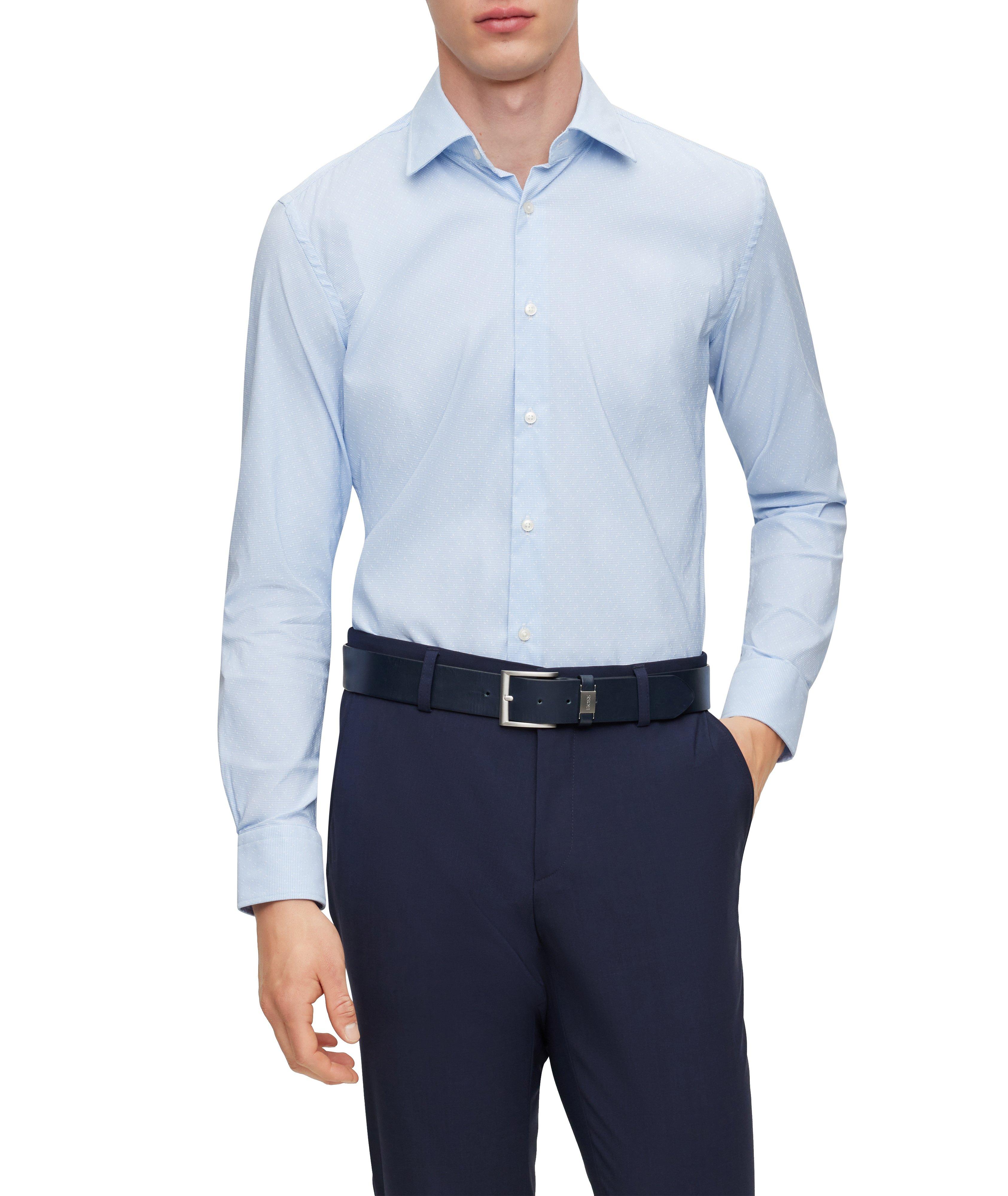 BOSS Slim-Fit Micro Neat Pattern Stretch-Cotton Dress Shirt