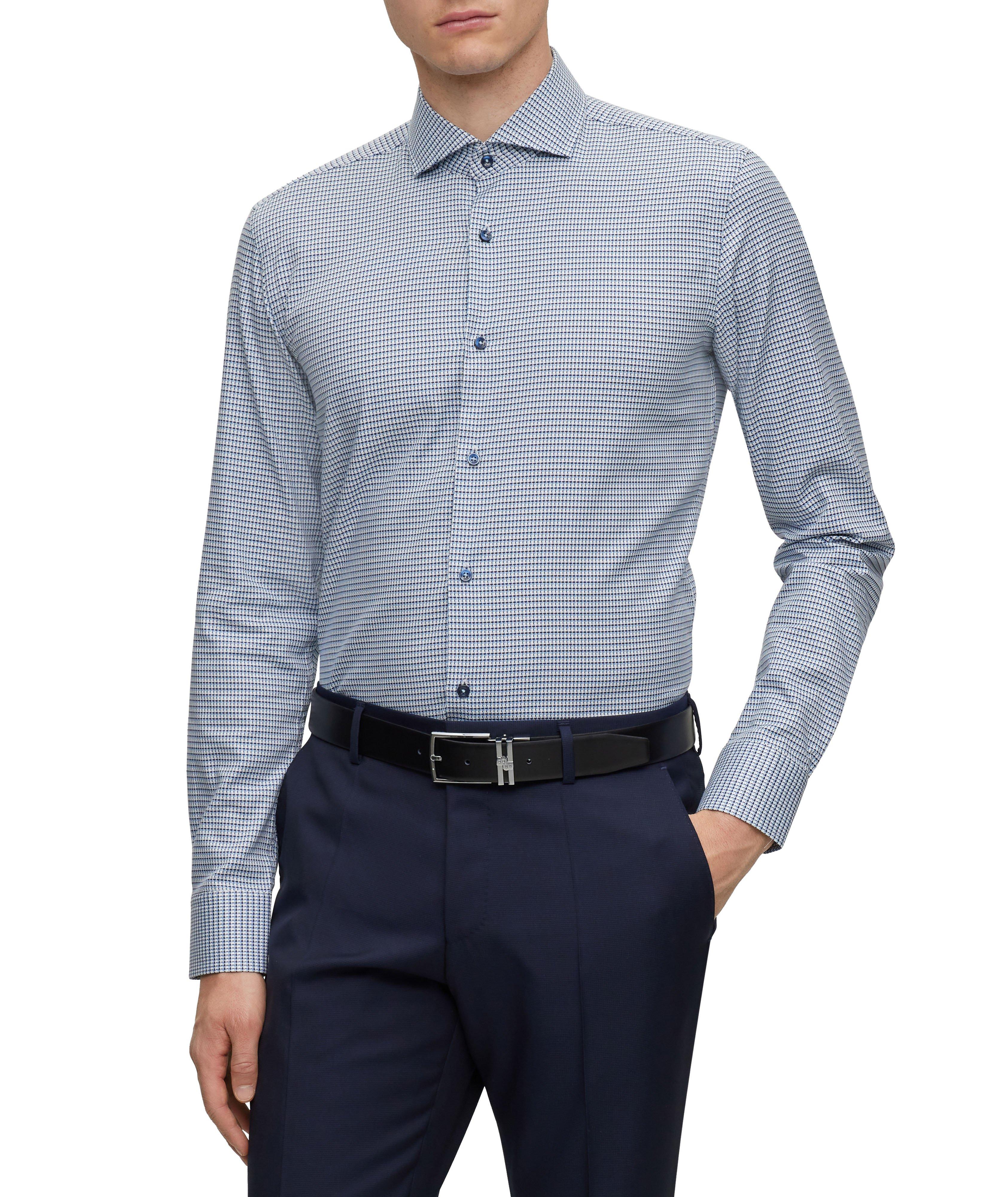 Micro Check Stretch-Cotton Dress Shirt image 1