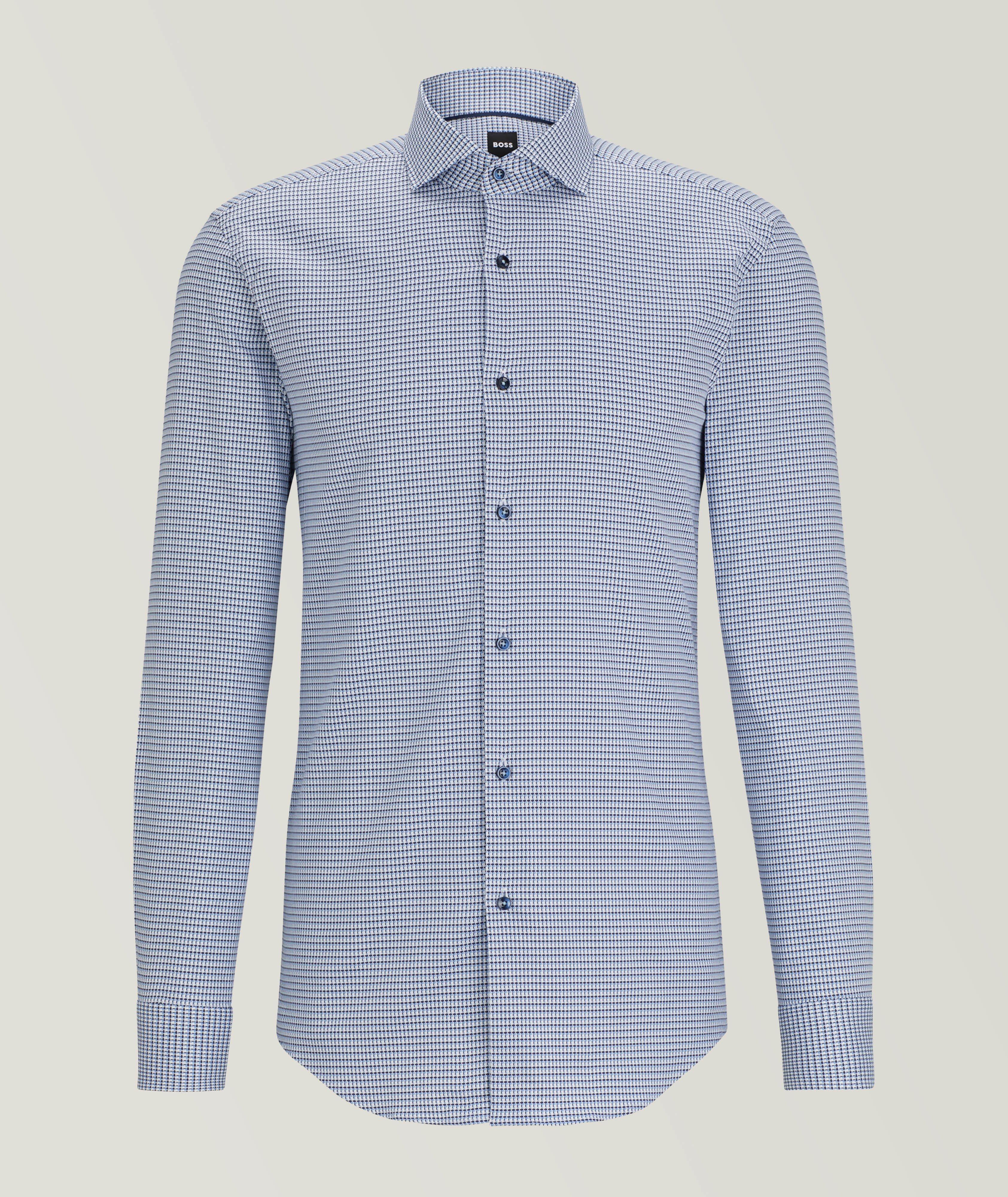 Micro Check Stretch-Cotton Dress Shirt image 0